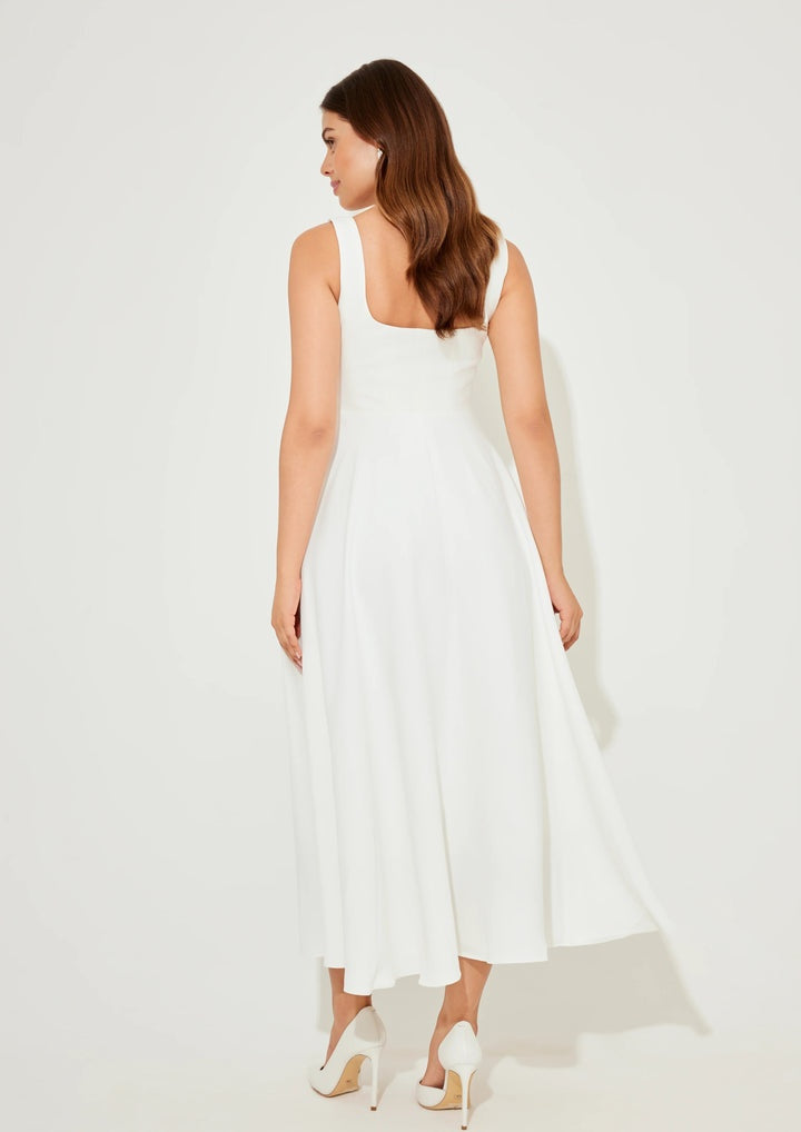Studio OJS The Flare Midi Dress - White