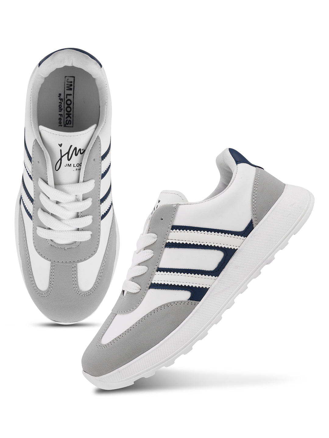 JM Looks The Urban Stripe Classic Breathable Sneaker with Round Toe & Lace-Up Closure