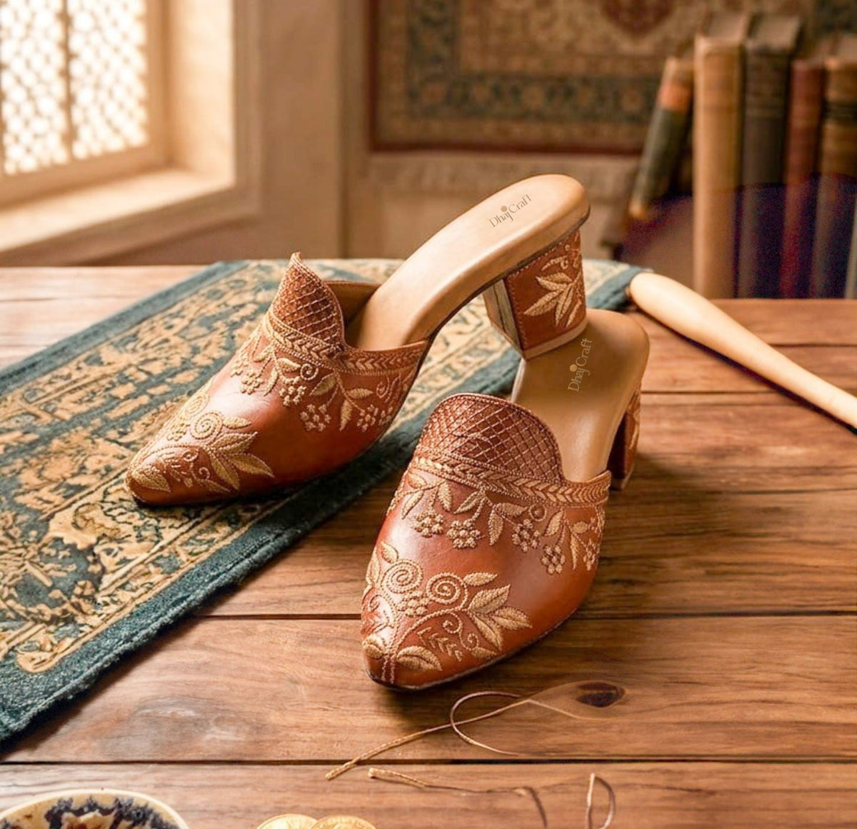 Dhajcraft Embroidered Block Heels