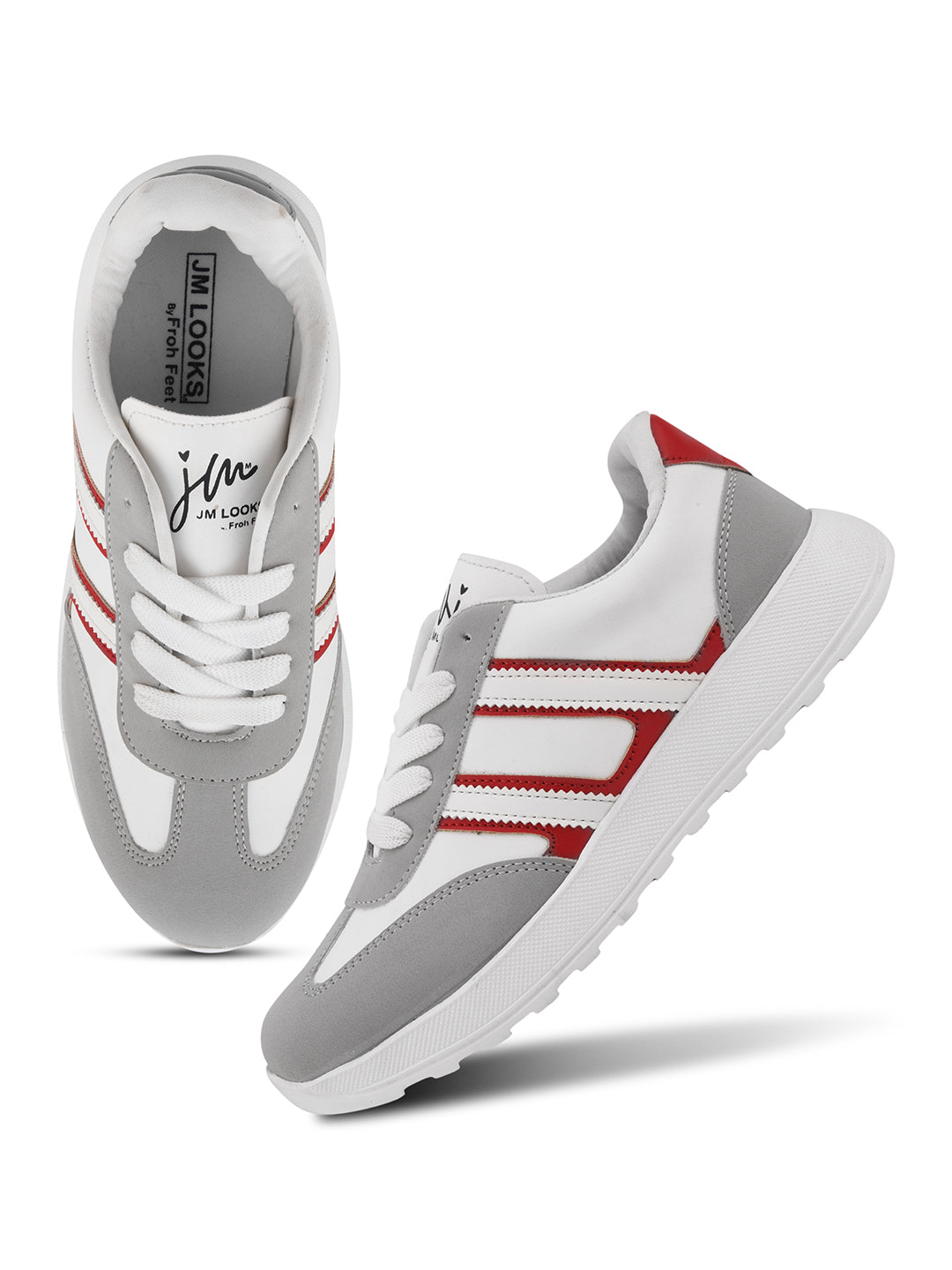 JM Looks The Urban Stripe Classic Breathable Sneaker with Round Toe & Lace-Up Closure