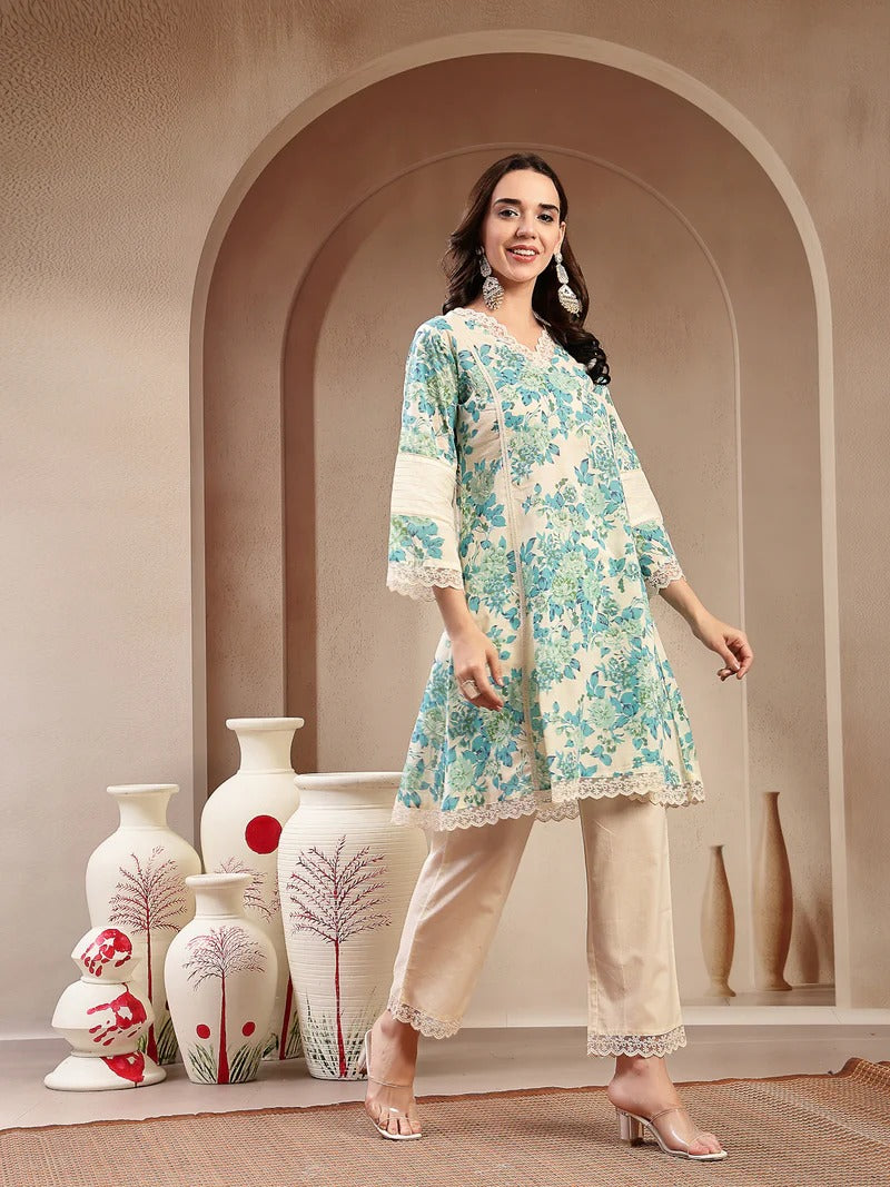 Stylum Women's Sky Blue Floral Printed Cotton Co-Ord Set