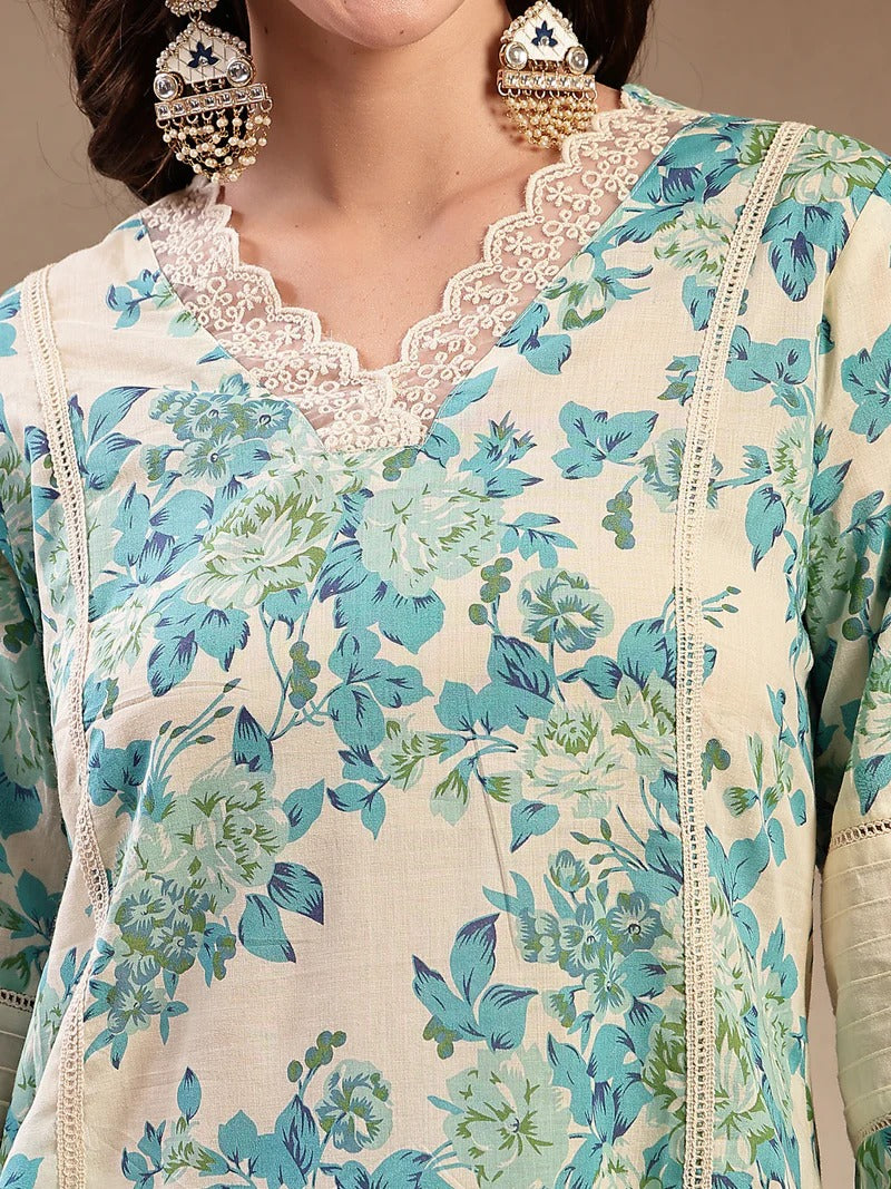 Stylum Women's Sky Blue Floral Printed Cotton Co-Ord Set