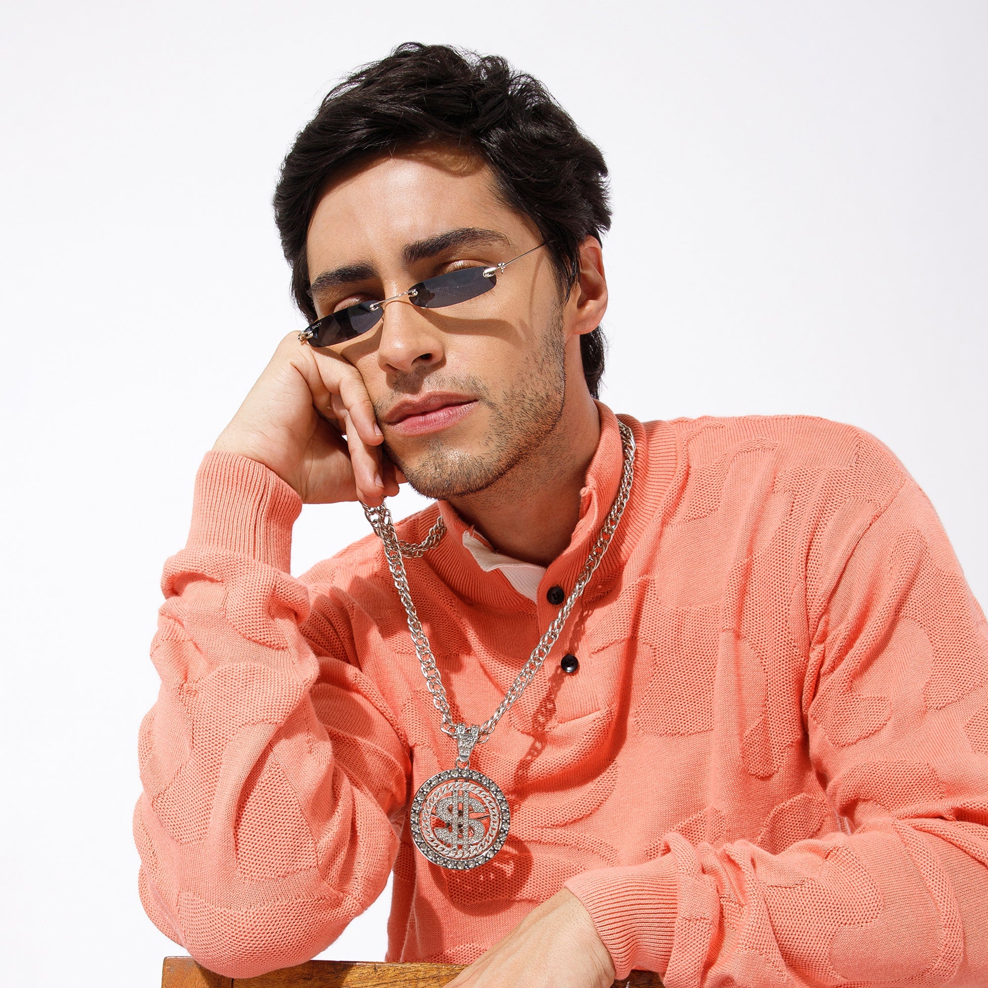 Salty The dollar sign Chain and Micro Sunglasses  Combo