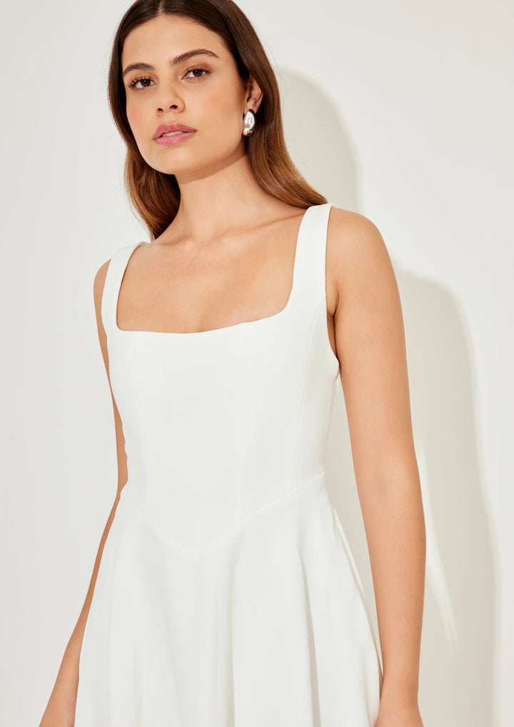 Studio OJS The Flare Midi Dress - White