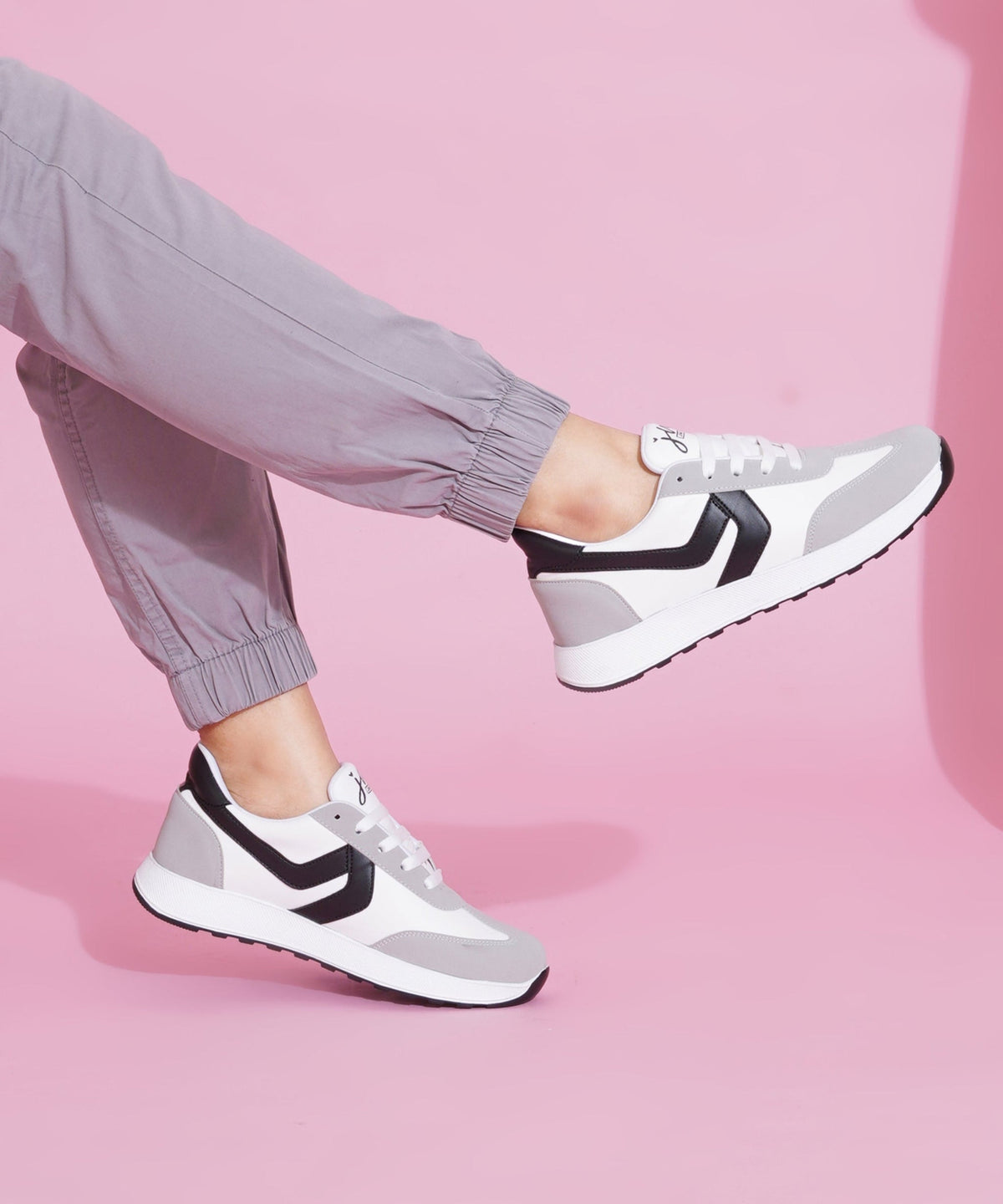JM Looks Women’s Casual Lace-Up Sneakers with Contrast Panels