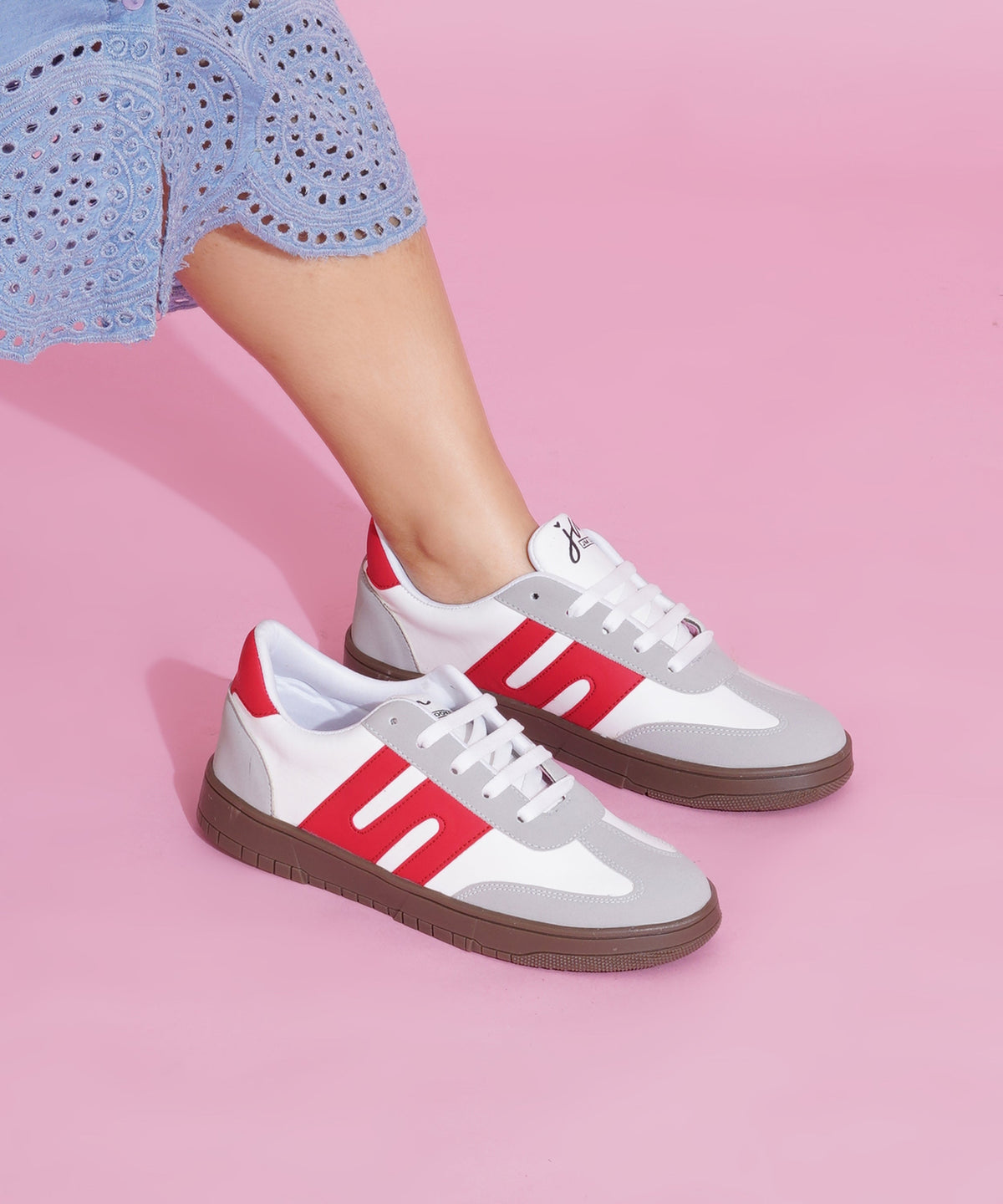 JM Looks Casual Sneakers for Women, Trendy Lace-Up Shoes with Premium Finish