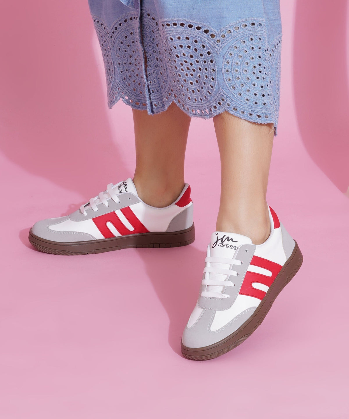 JM Looks Casual Sneakers for Women, Trendy Lace-Up Shoes with Premium Finish