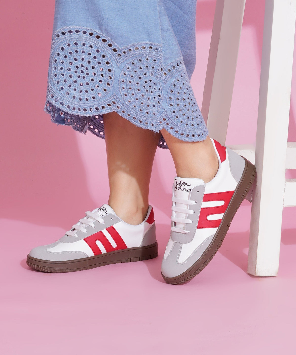JM Looks Casual Sneakers for Women, Trendy Lace-Up Shoes with Premium Finish
