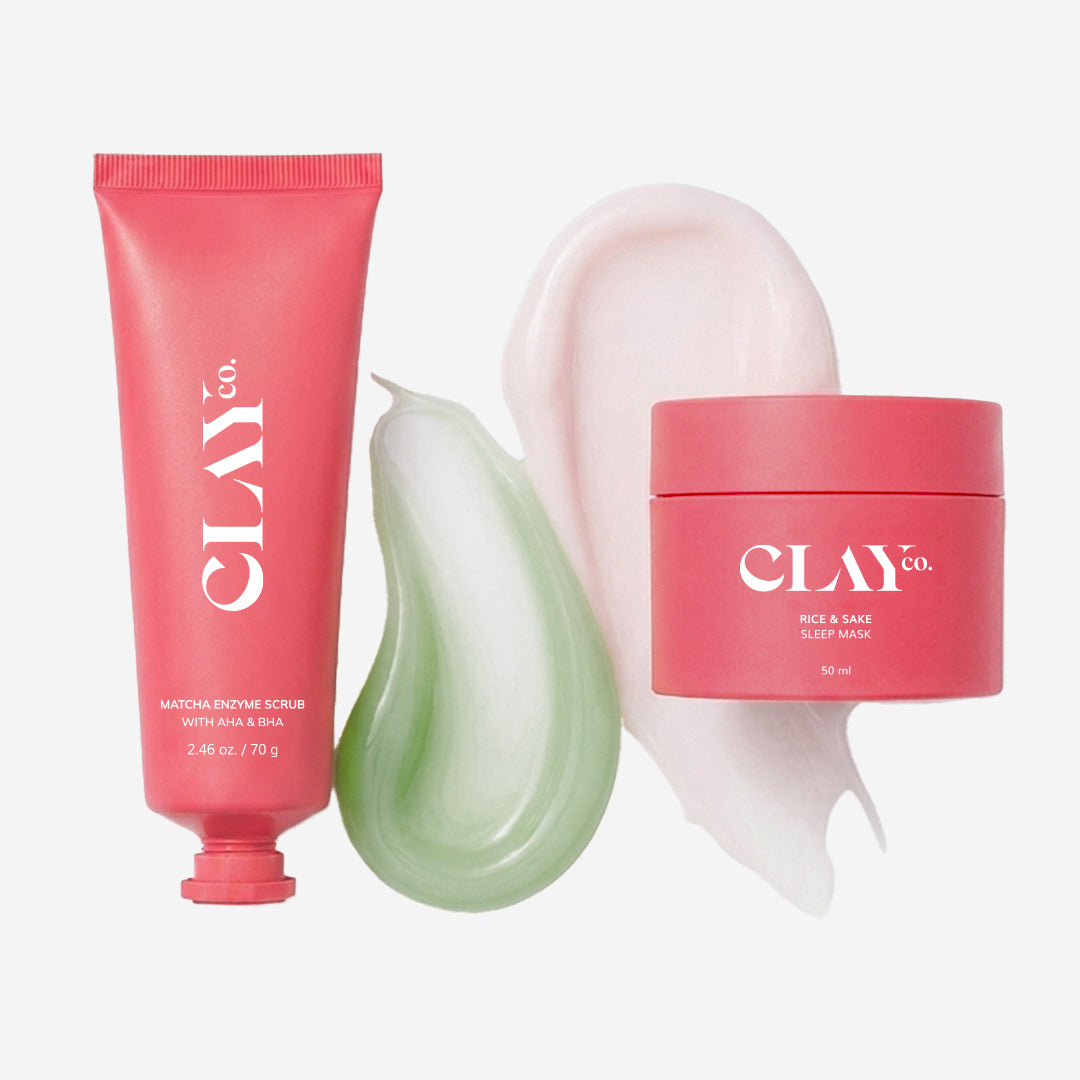 ClayCo Matcha Enzyme Scrub (70g) + Rice & Sake Sleep Mask (50ml) Bundle