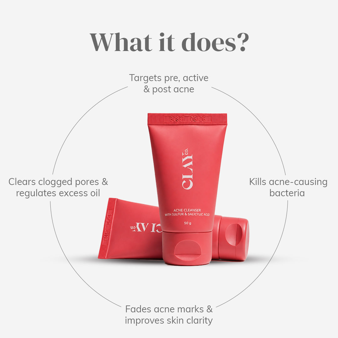 ClayCo Acne Face Wash with 2% Sulfur & Salicylic Acid - 50g x 2