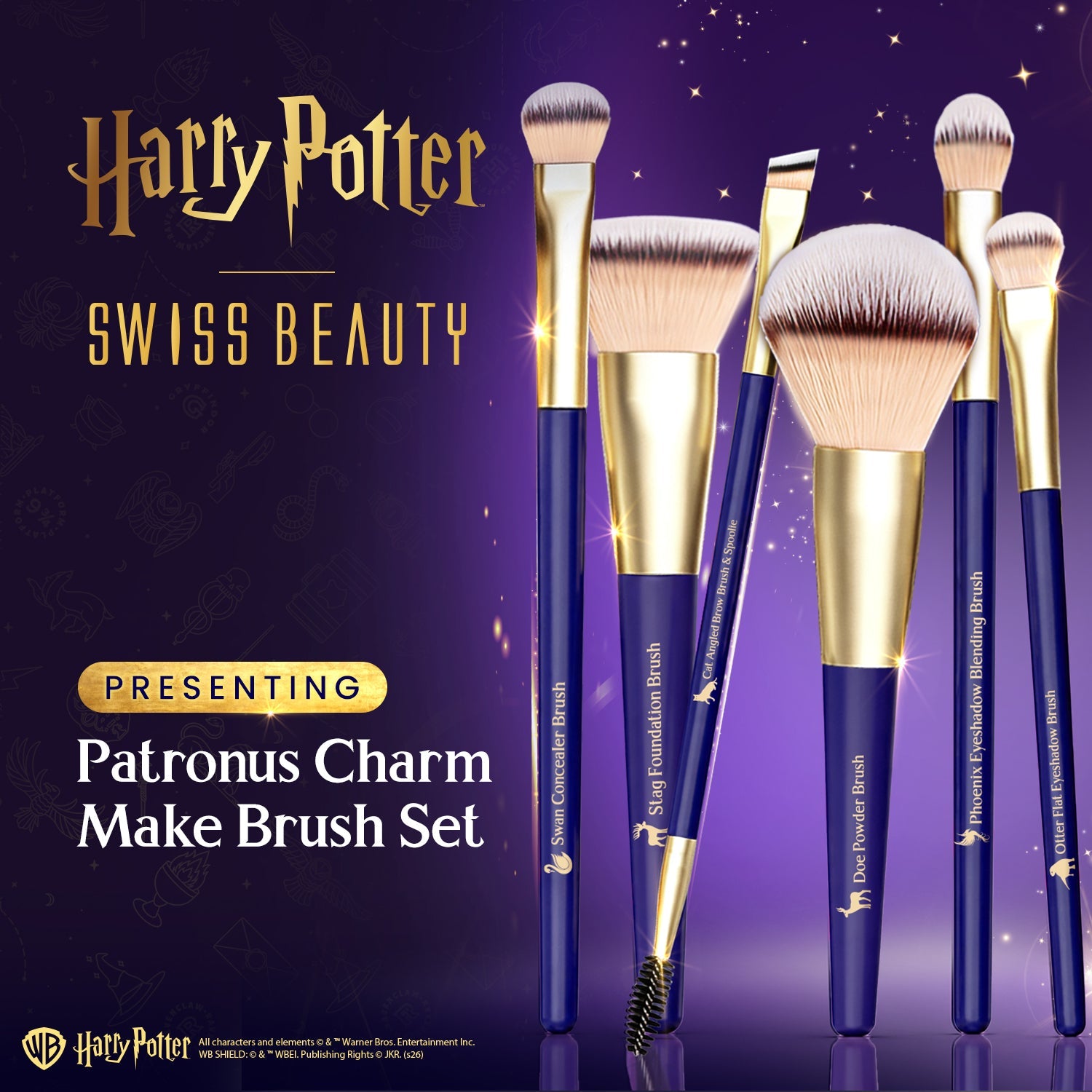 Swiss Beauty Patronus Charm Makeup Brush Set - HP