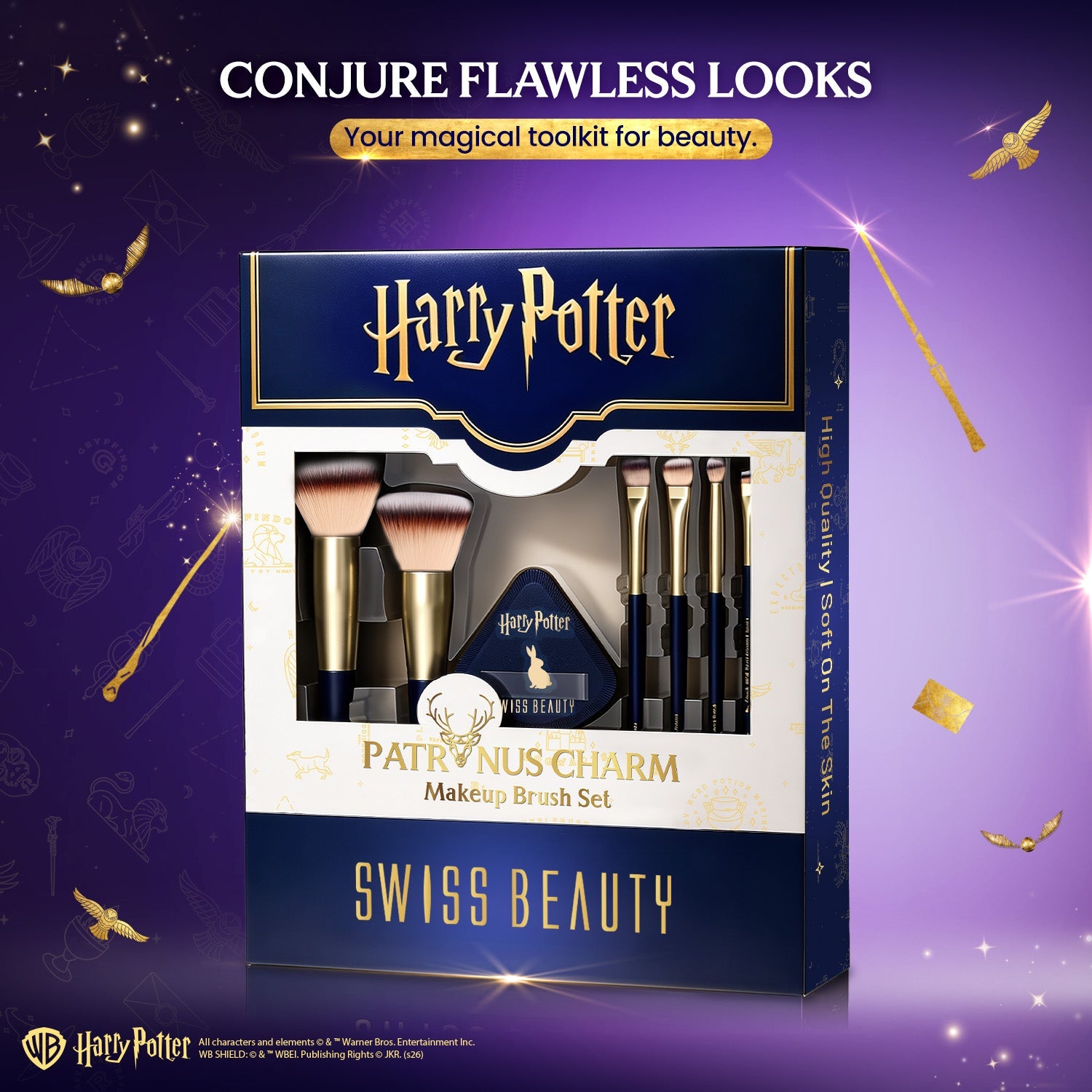 Swiss Beauty Patronus Charm Makeup Brush Set - HP