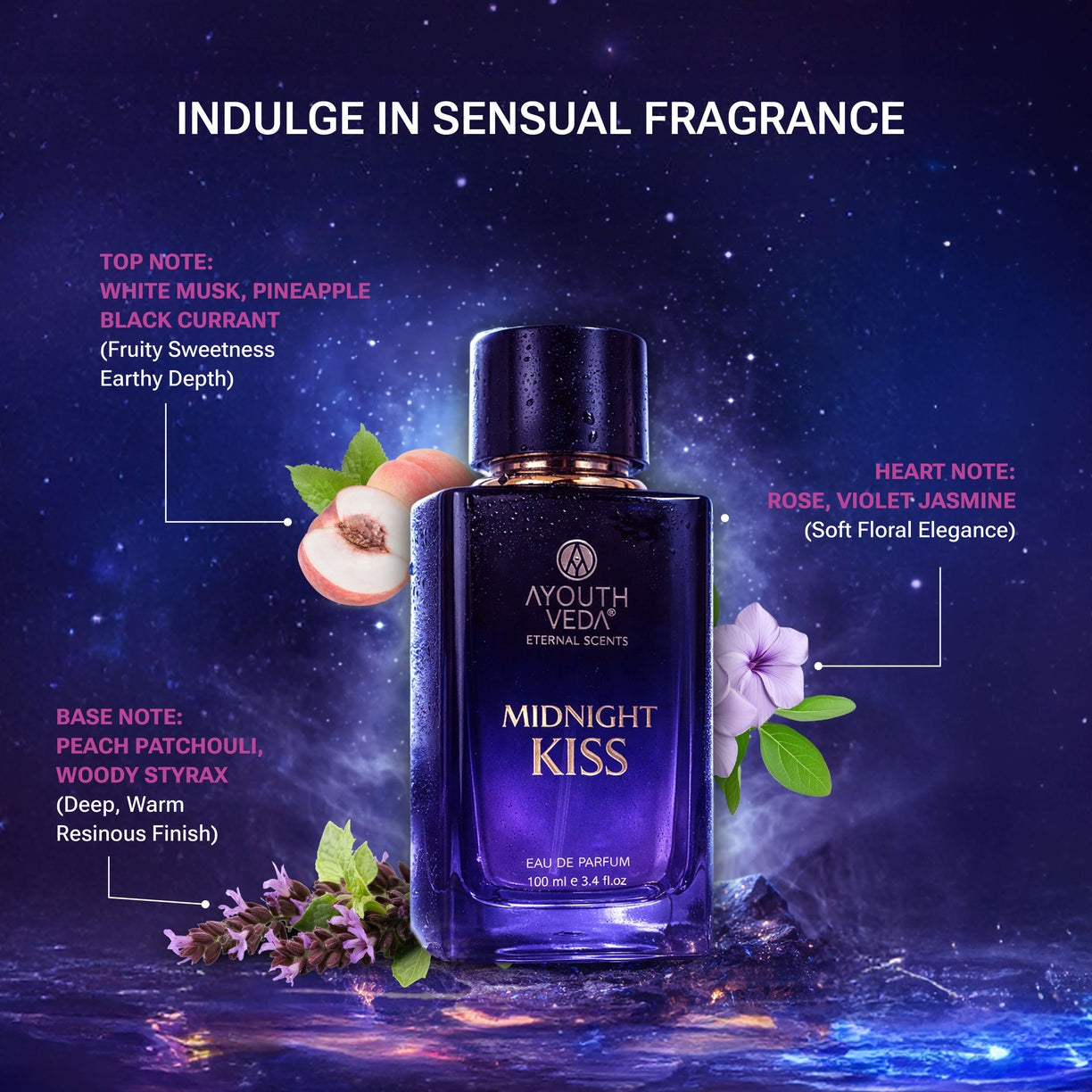 Ayouthveda Midnight Kiss Eau De Parfum – Long Lasting Luxury Perfume (100ml)