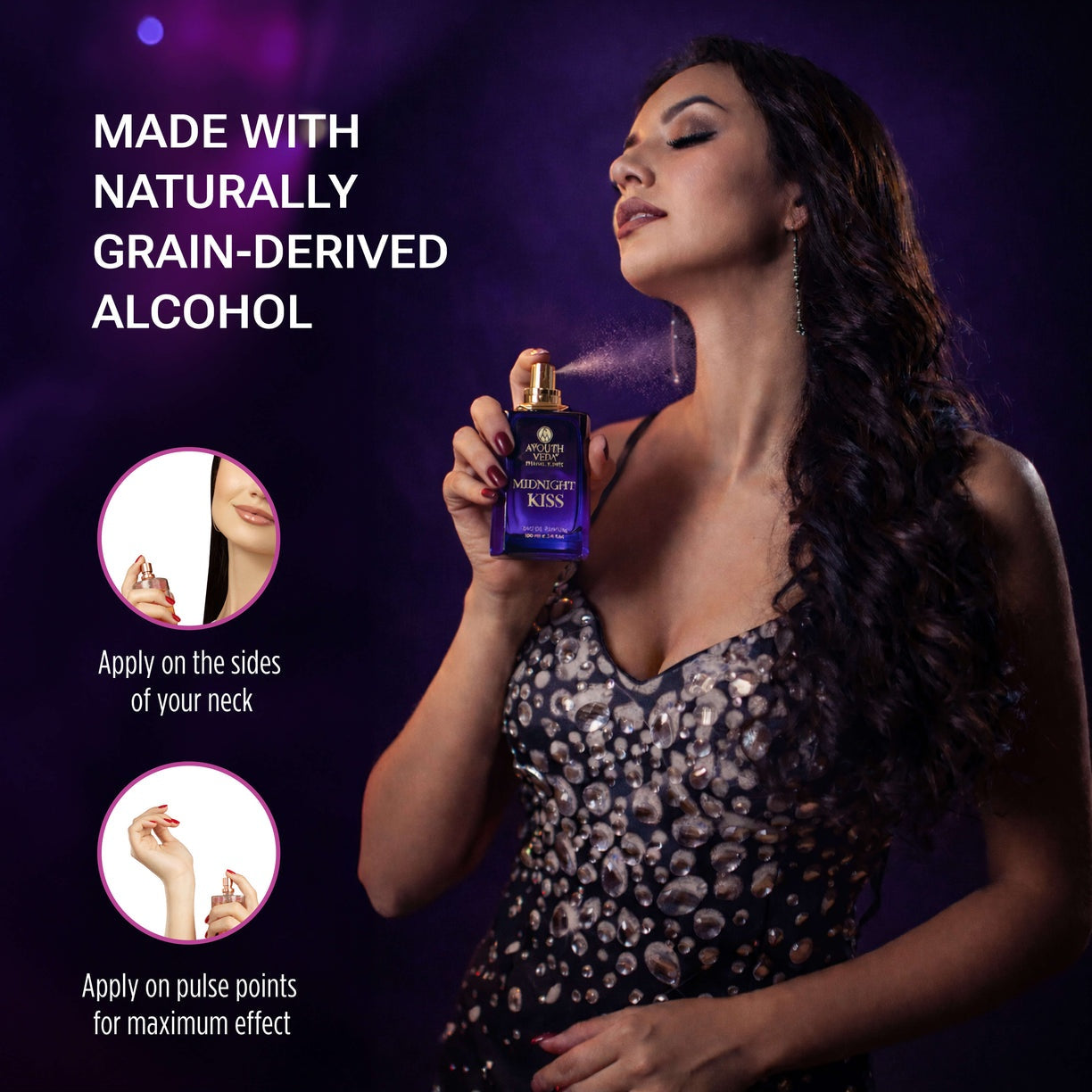 Ayouthveda Midnight Kiss Eau De Parfum – Long Lasting Luxury Perfume (100ml)