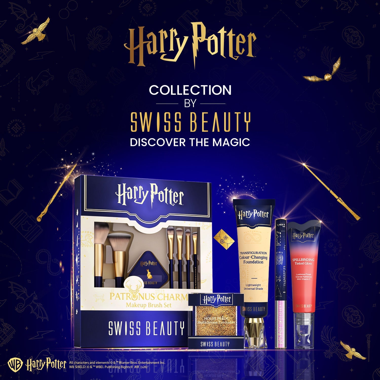 Swiss Beauty Patronus Charm Makeup Brush Set - HP