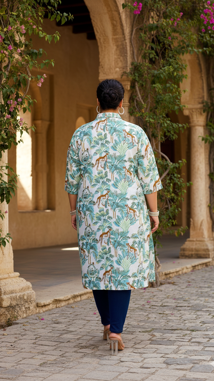Label Flavia Jungle Safari Plus Size Kurti – Exotic, Chic & Effortlessly Stylish
