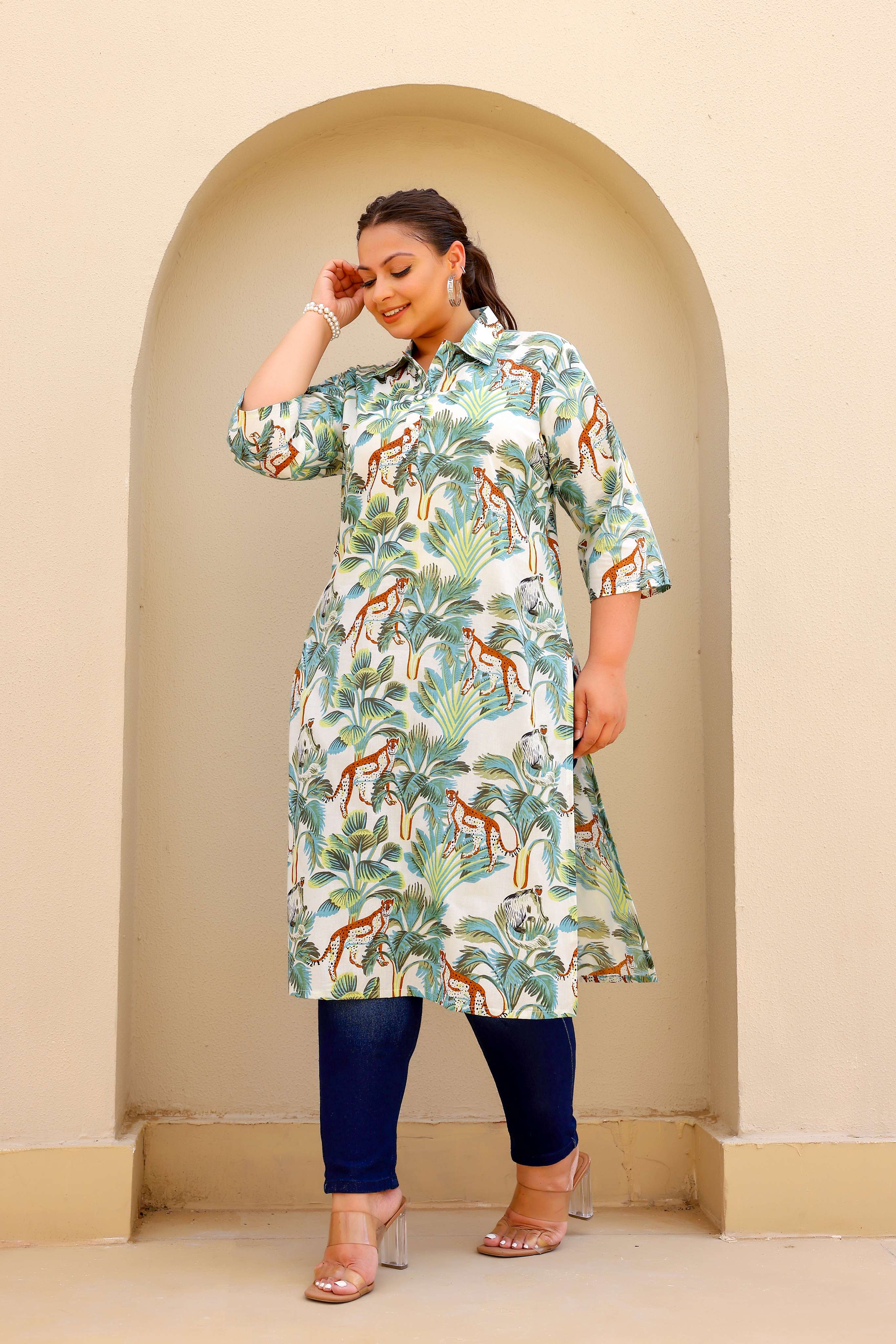 Label Flavia Jungle Safari Plus Size Kurti – Exotic, Chic & Effortlessly Stylish