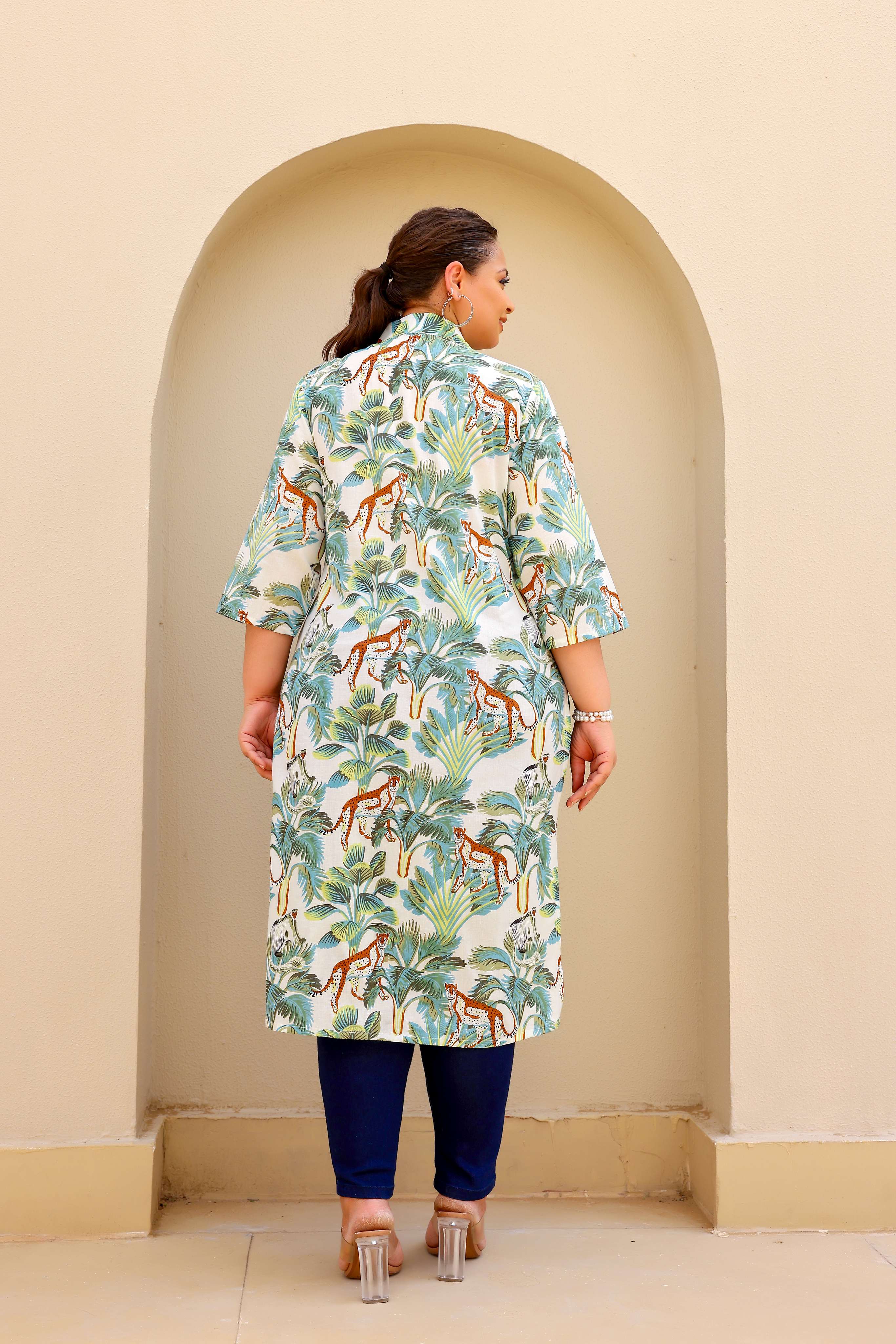 Label Flavia Jungle Safari Plus Size Kurti – Exotic, Chic & Effortlessly Stylish