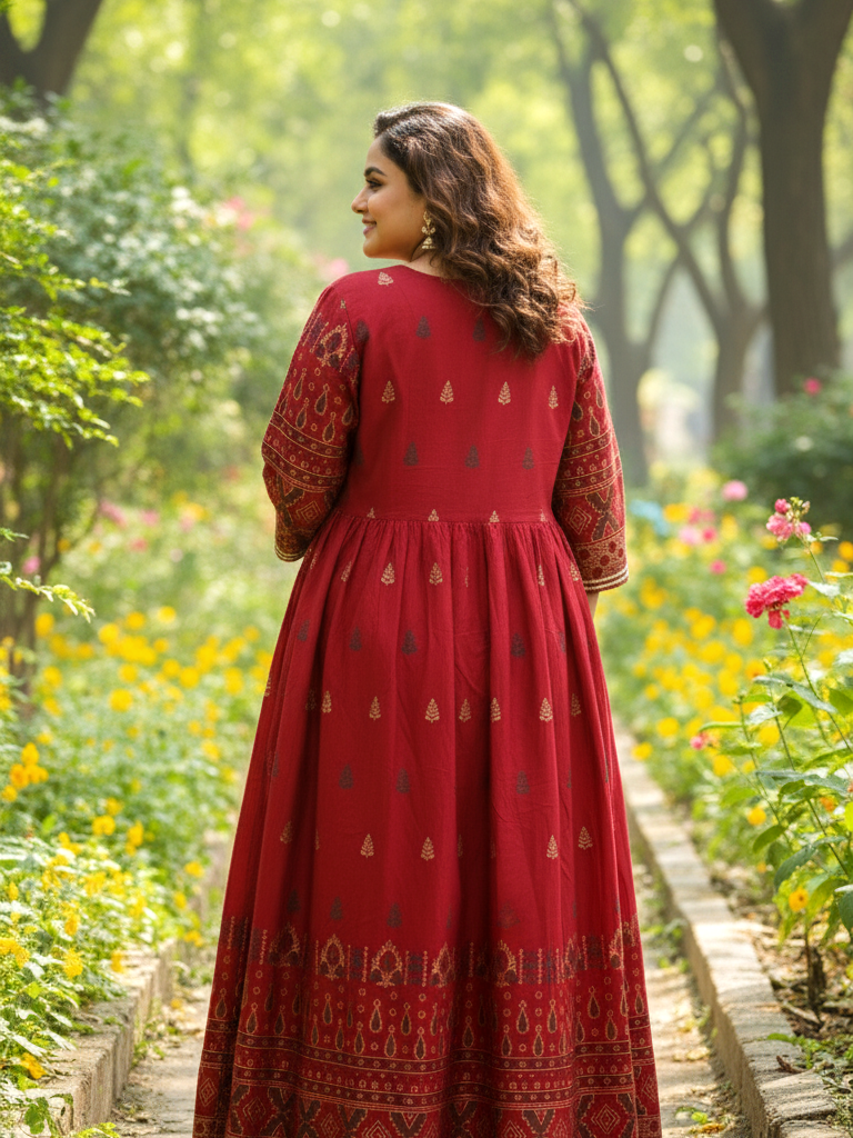 Label Flavia Plus Size Cotton Blend Printed Gown