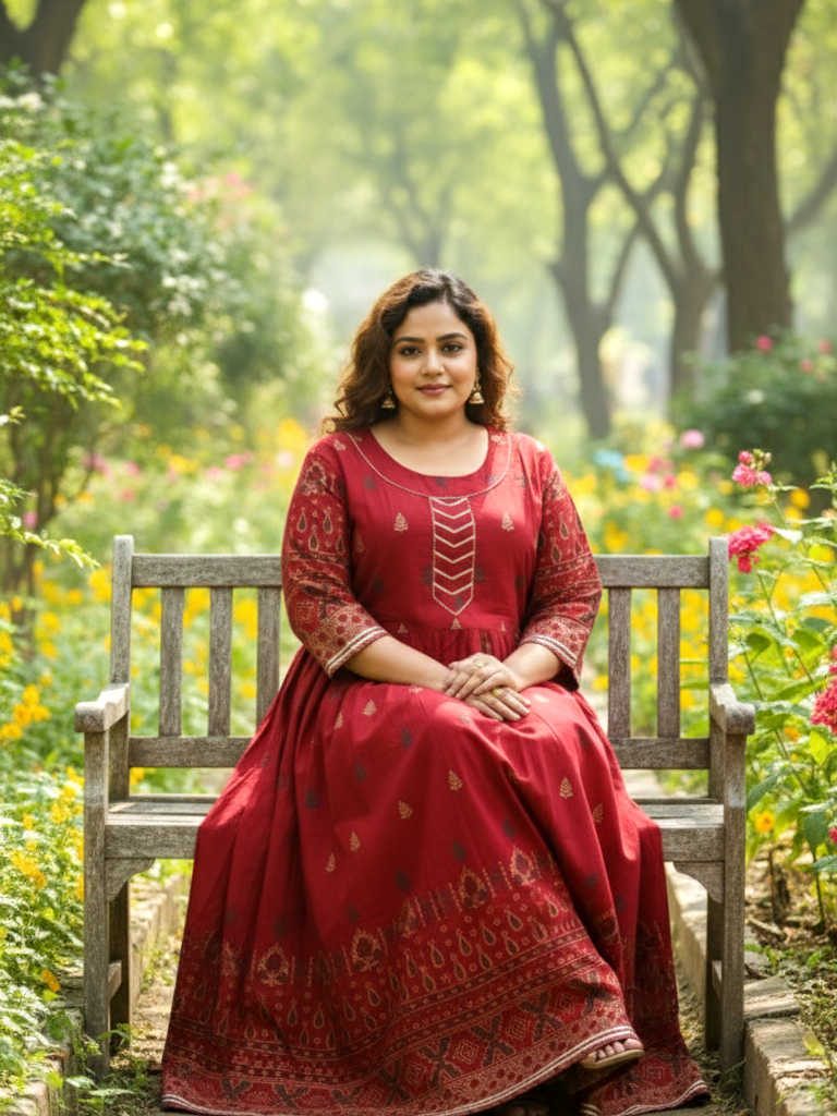 Label Flavia Plus Size Cotton Blend Printed Gown