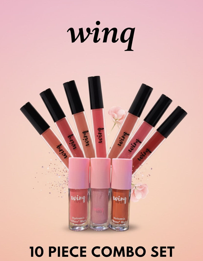 Winq Cosmetics Lipsticks & Blush Combo (10 pc combo) + Free Gifts