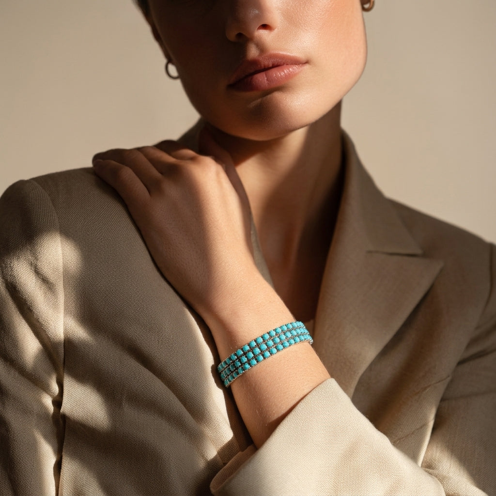 Salty Set of 4 Blue Ivory Stretchable Band