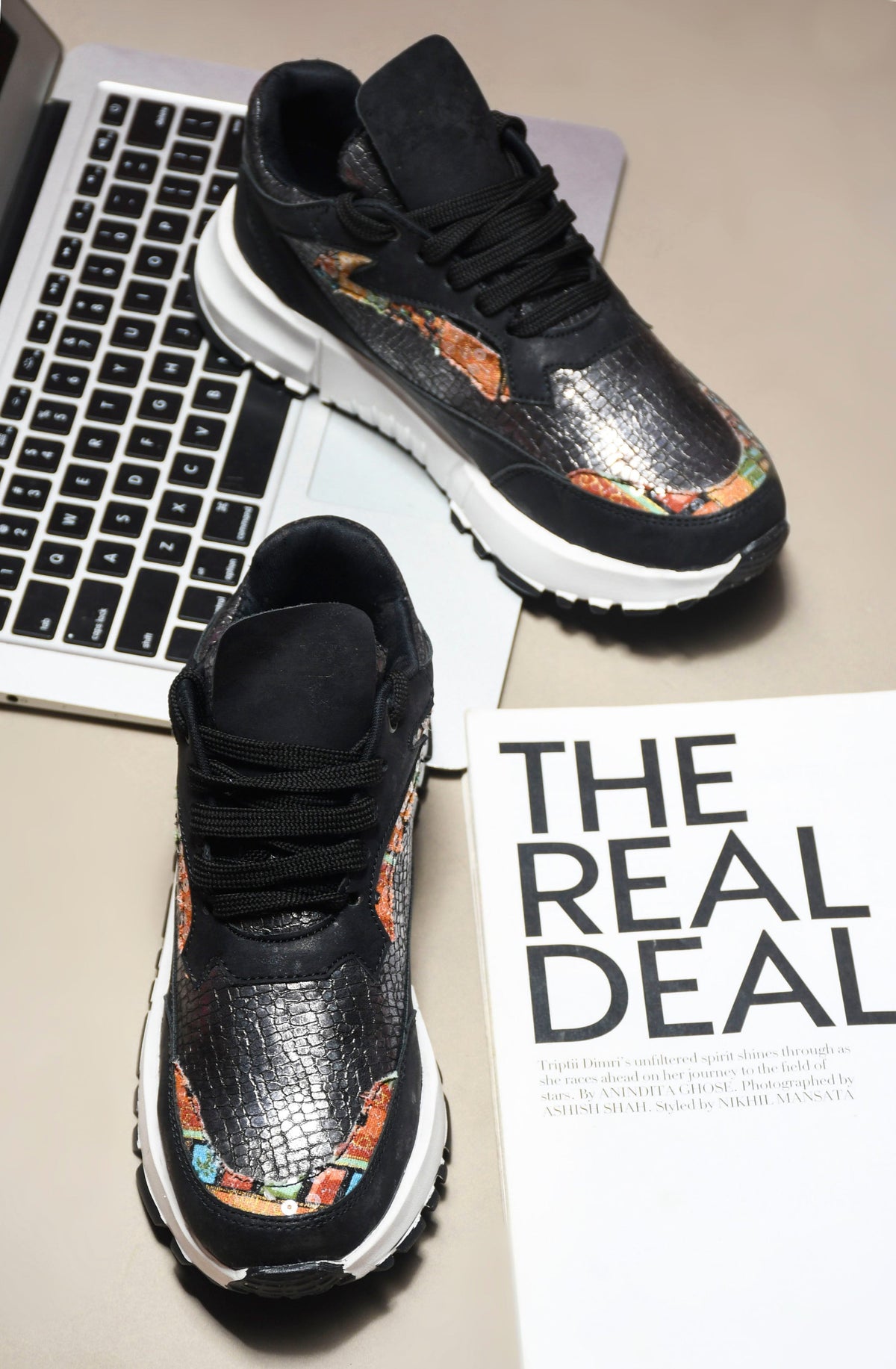 JM Looks Metallic Mesh Chunky Sneakers For Women