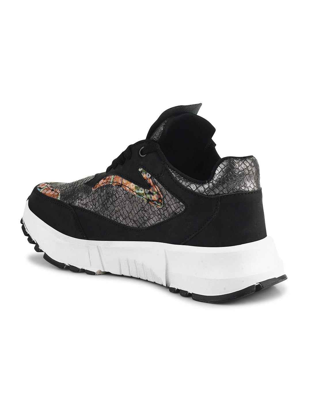 JM Looks Metallic Mesh Chunky Sneakers For Women