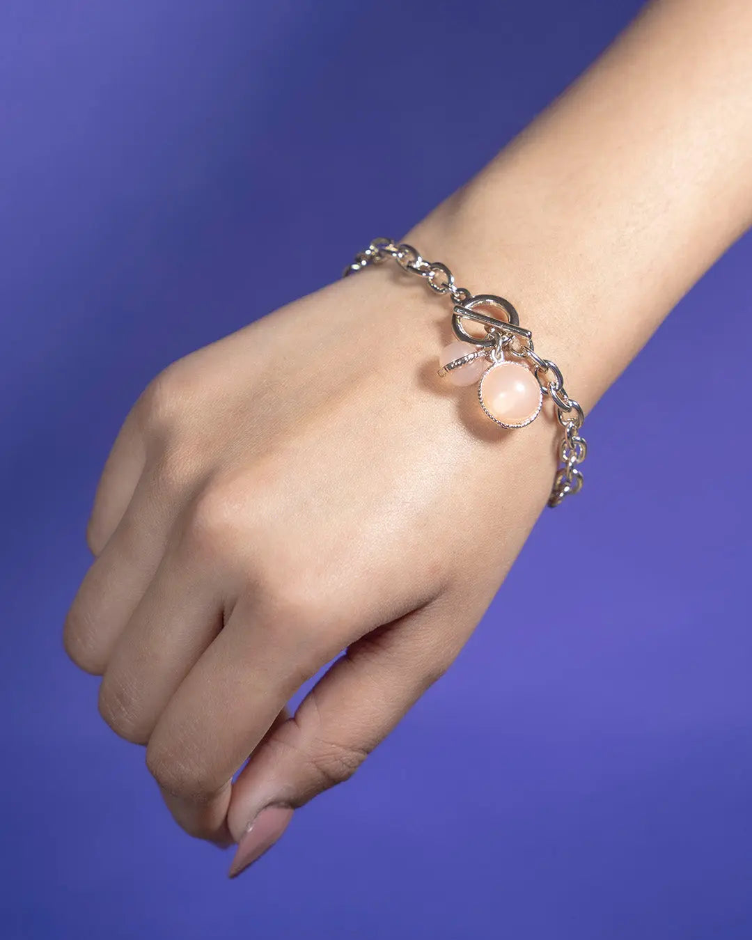 Salty Pink Sapphire Toggle Clasp Bracelet