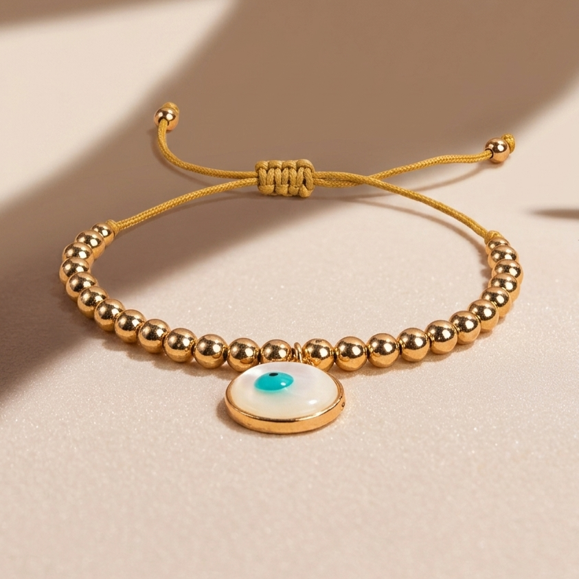 Salty Golden Retro Evil Eye Bracelet