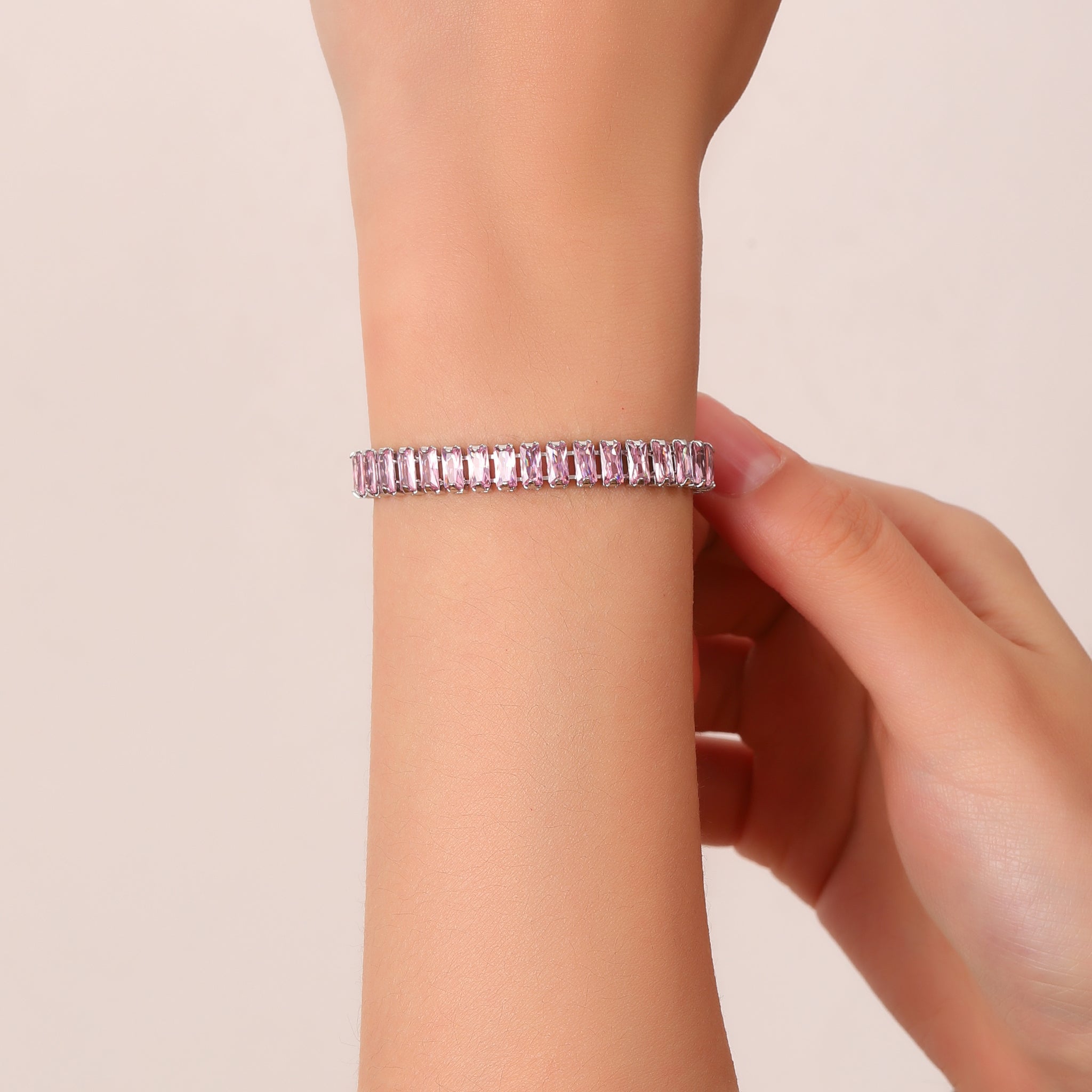 Salty Glimmer Diamond Tennis Bracelet - Pink