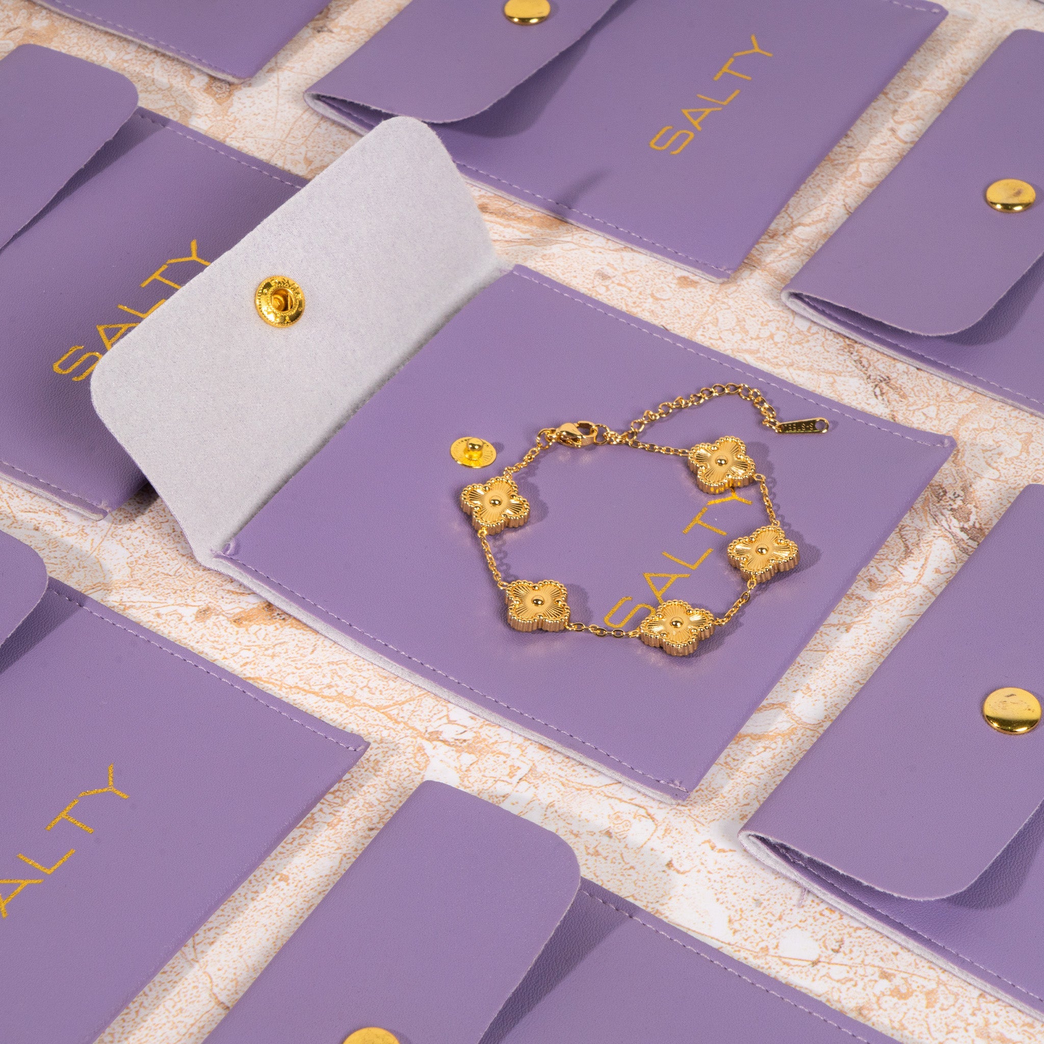Salty Golden Luck Leaflet Bracelet