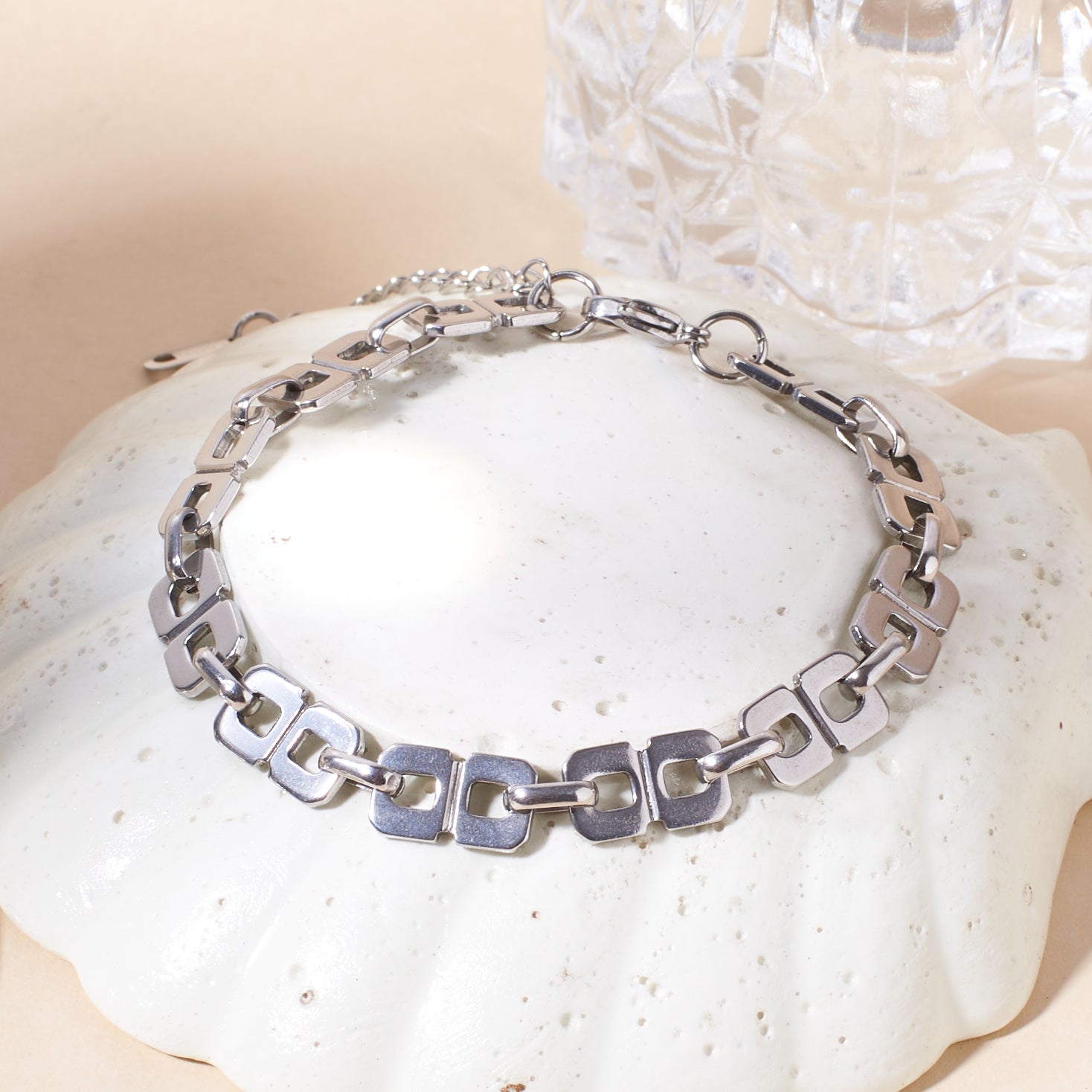 Salty Geometric Chain Silver Bracelet