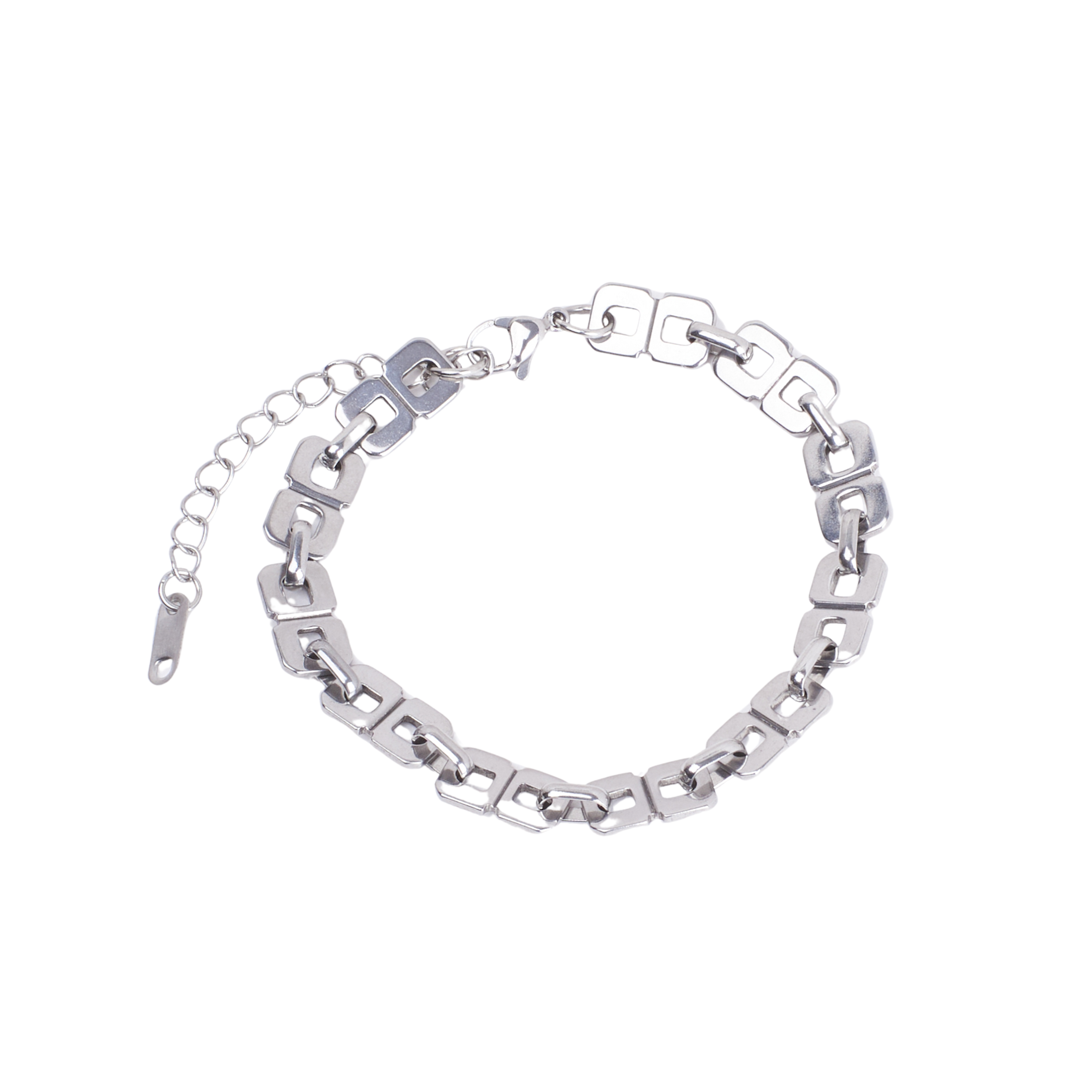 Salty Geometric Chain Silver Bracelet