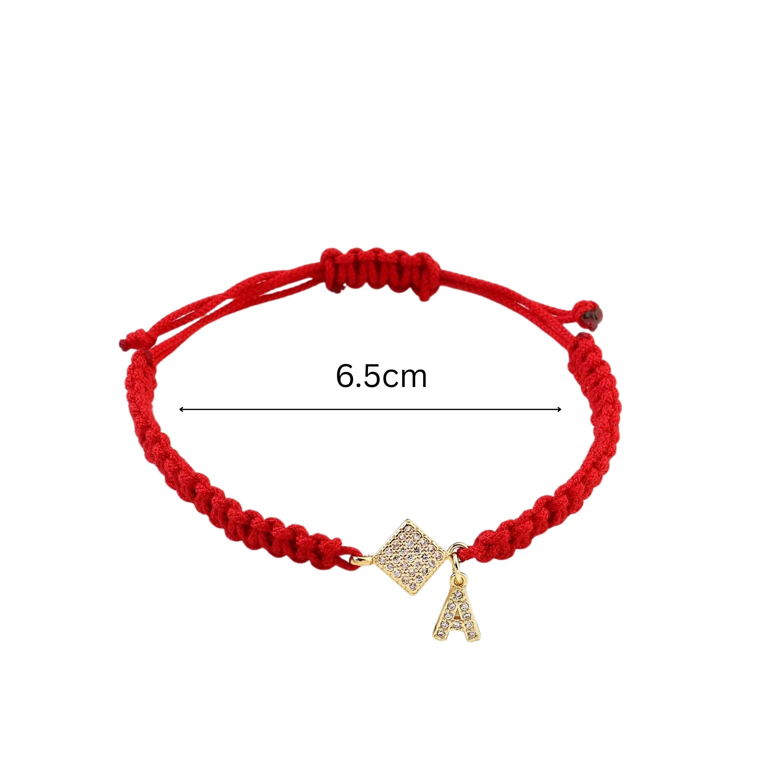 Salty Red Thread Initial Bracelet