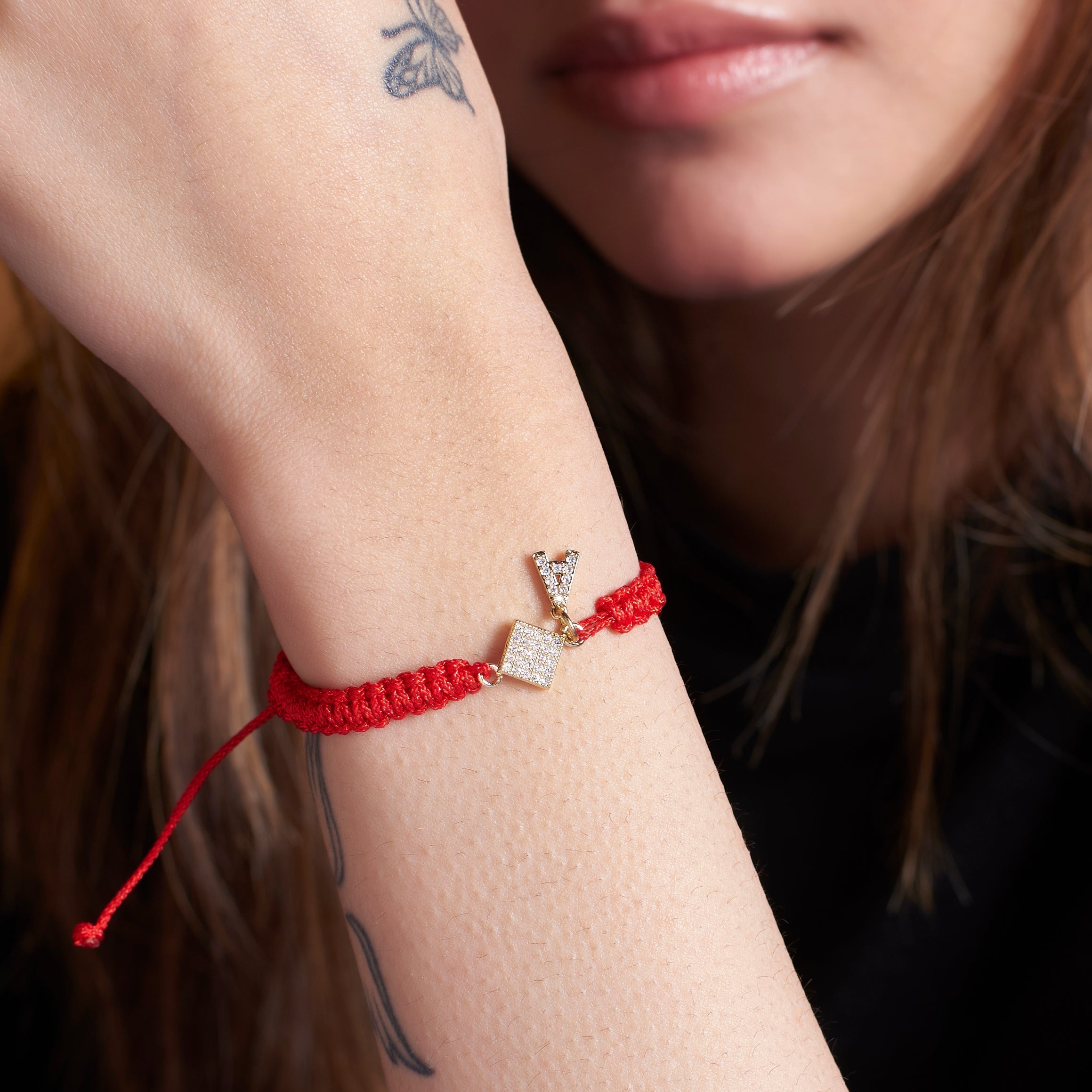 Salty Red Thread Initial Bracelet