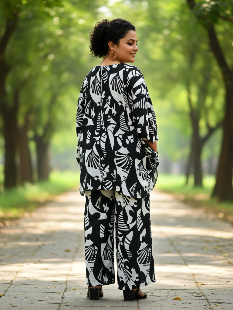 Label Flavia All-Day Comfort Plus Size Cotton Co-ord Set – Shirt and Pant Ensemble