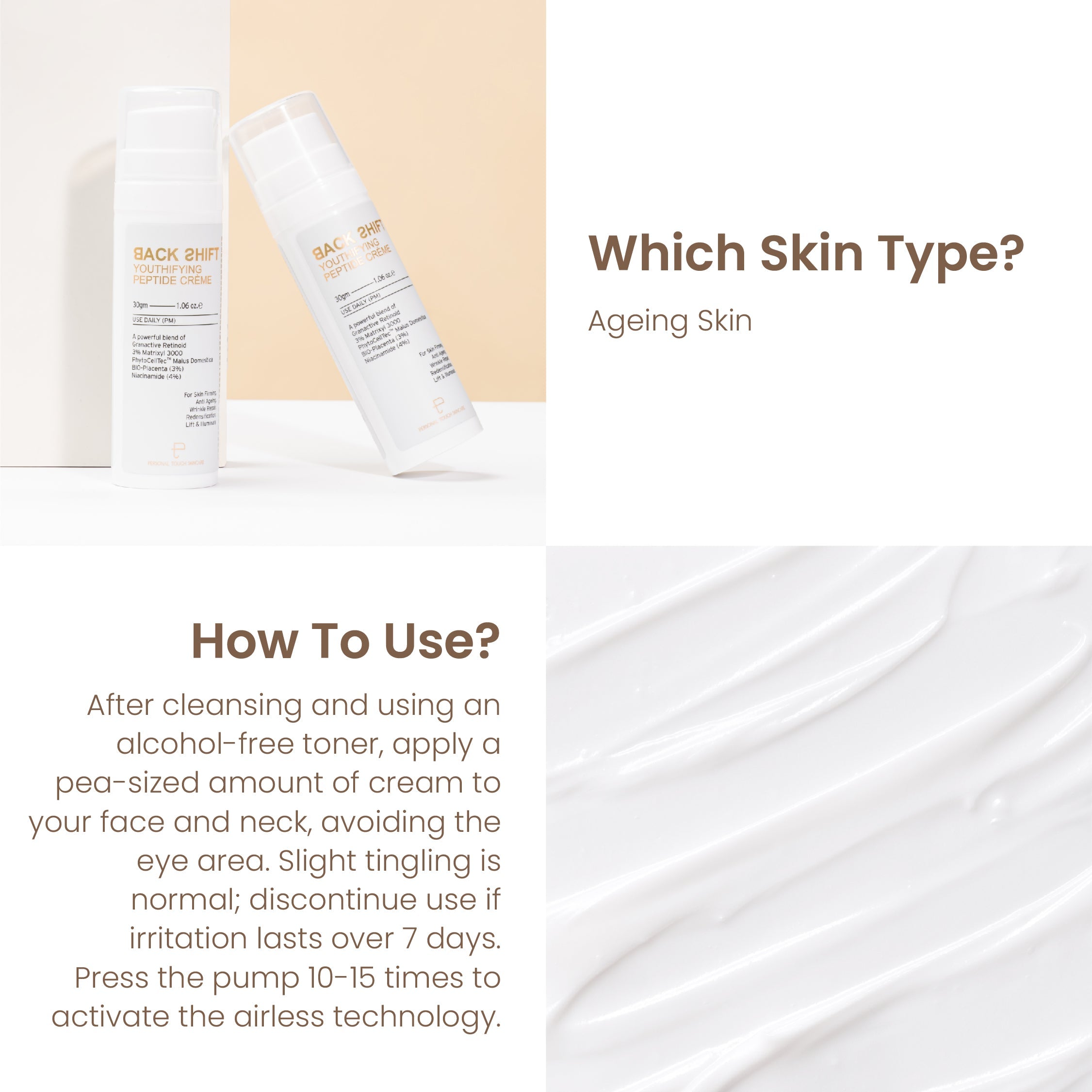 Personal Touch Backshift Anti Ageing Peptide Cream 30g