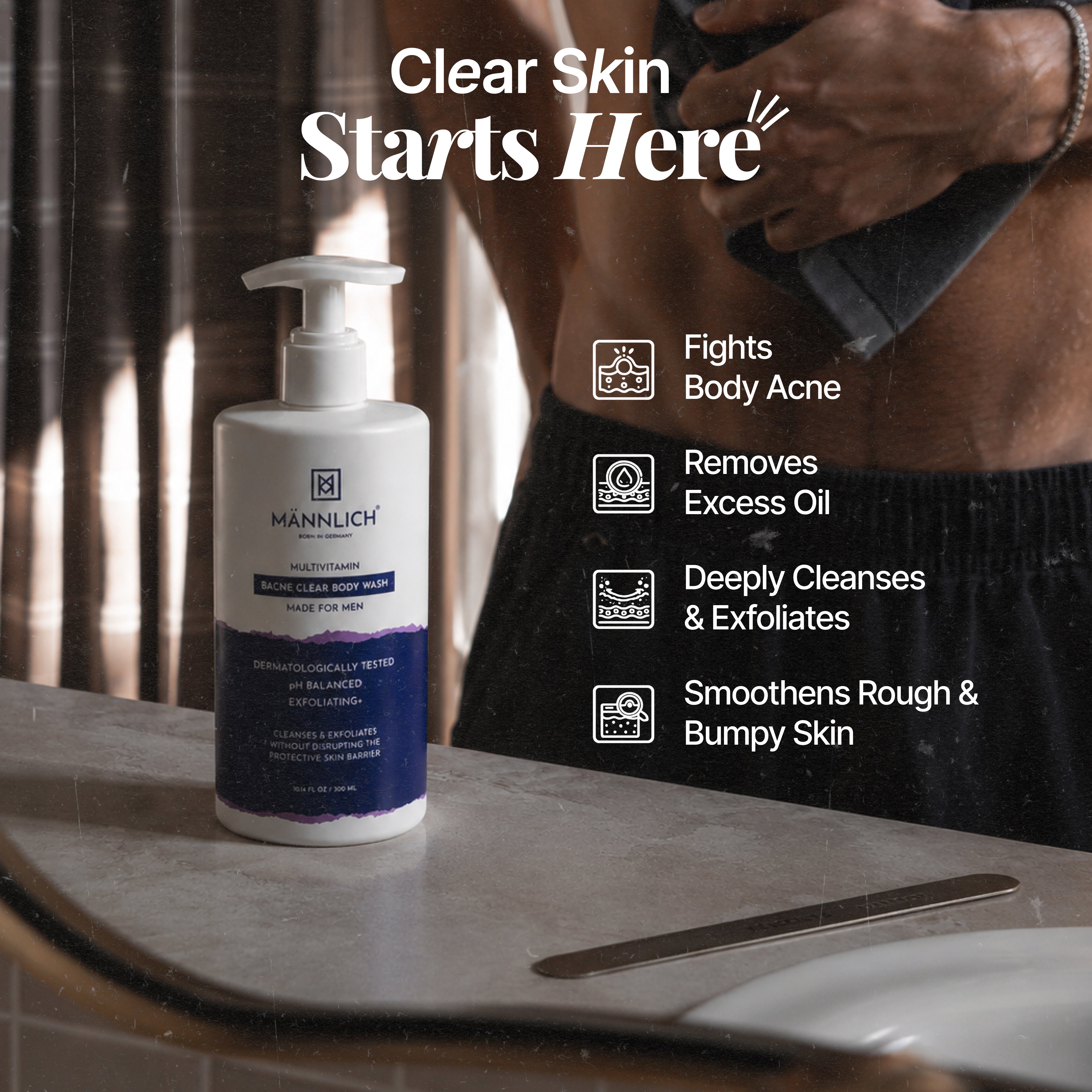Mannlich Multivitamin Bacne Clear Body Wash & De-Tan Body Wash