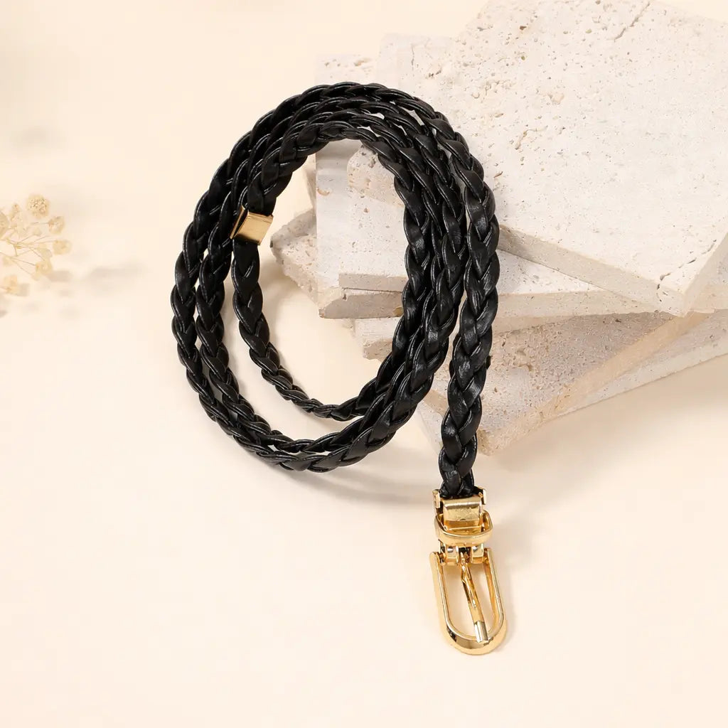 Salty Black Braided Leather Belt