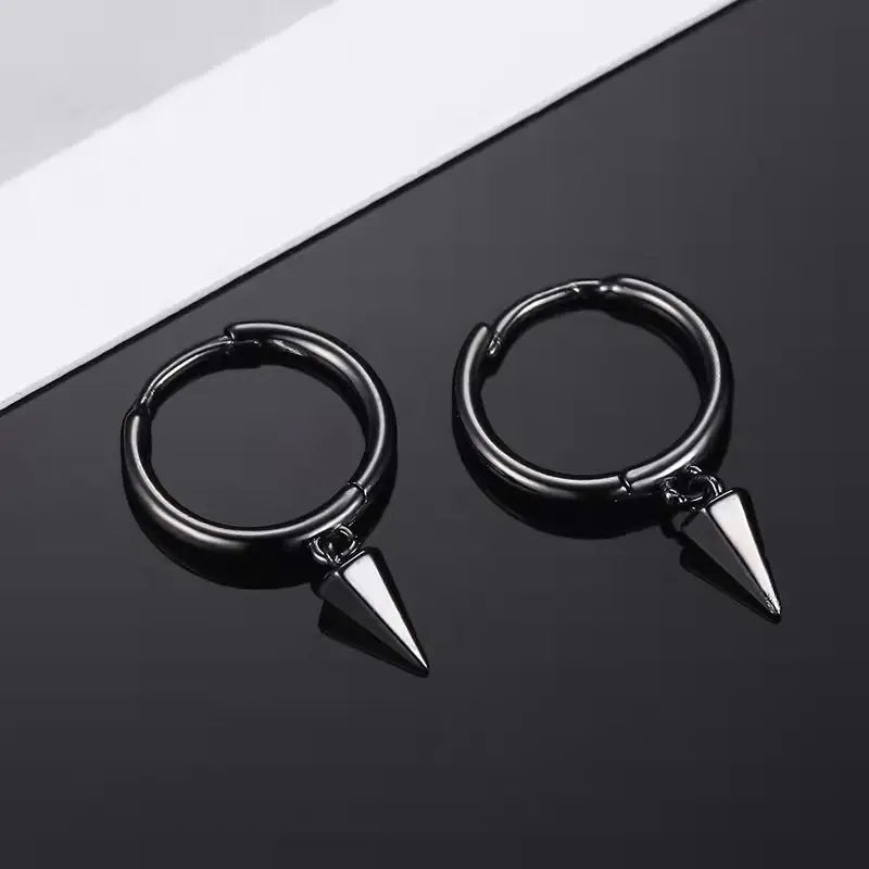 Salty Black Sharp  Loop Hoop Earrings