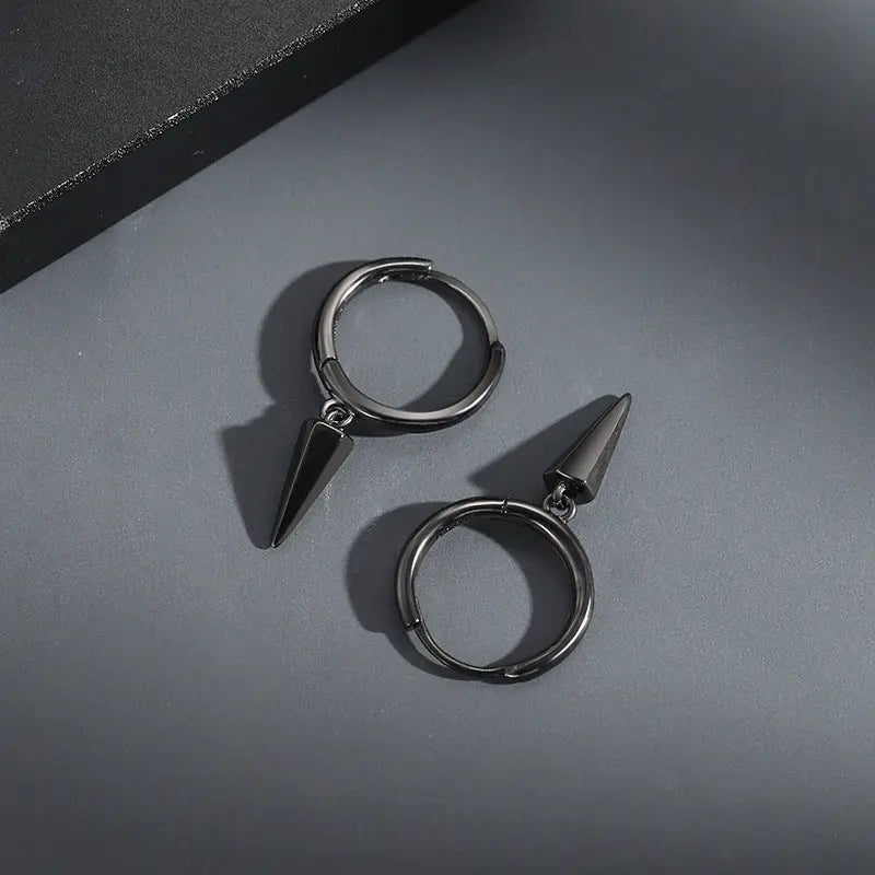 Salty Black Sharp  Loop Hoop Earrings