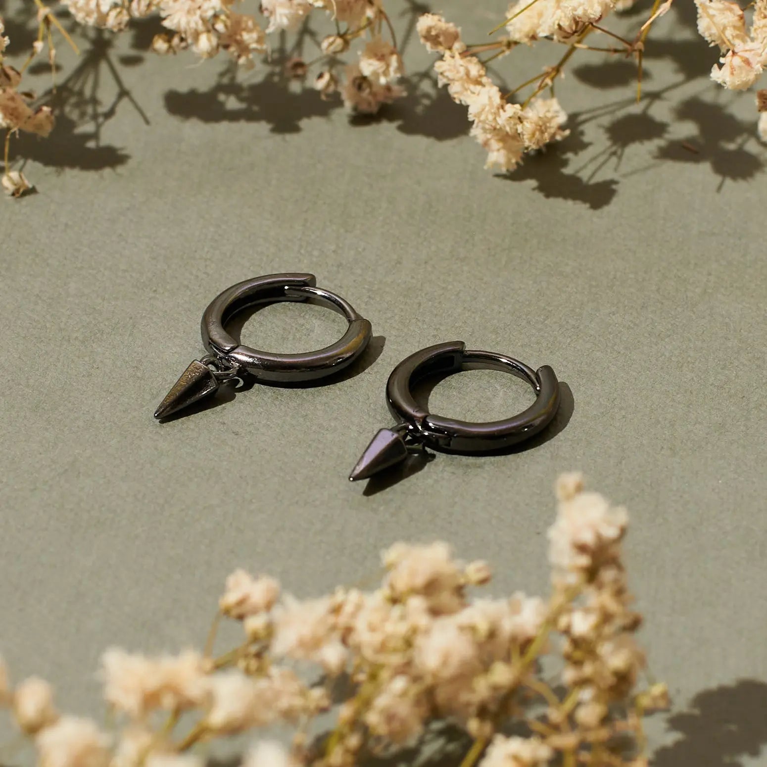Salty Black Sharp  Loop Hoop Earrings