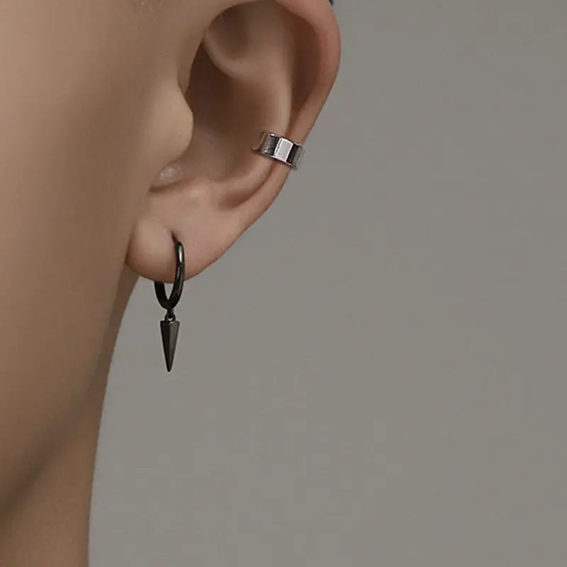 Salty Black Sharp  Loop Hoop Earrings
