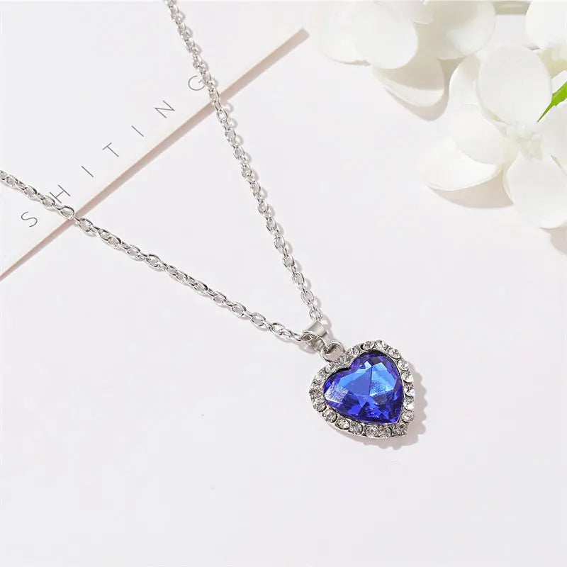 Salty Blue Titanic Heart Shape Necklace