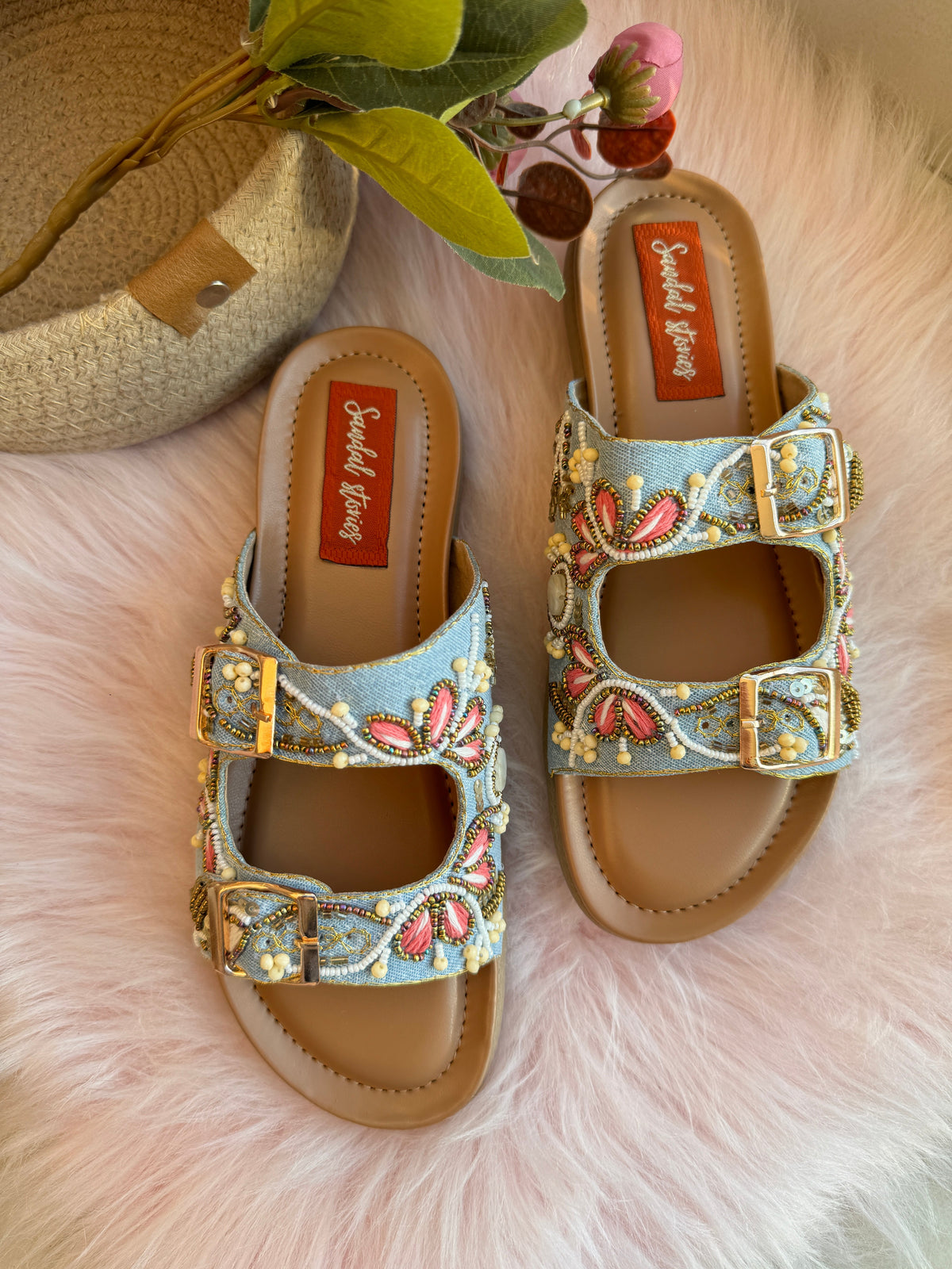 Sandal Stories Blush Bloom Denim Sandals with Doctor Sole