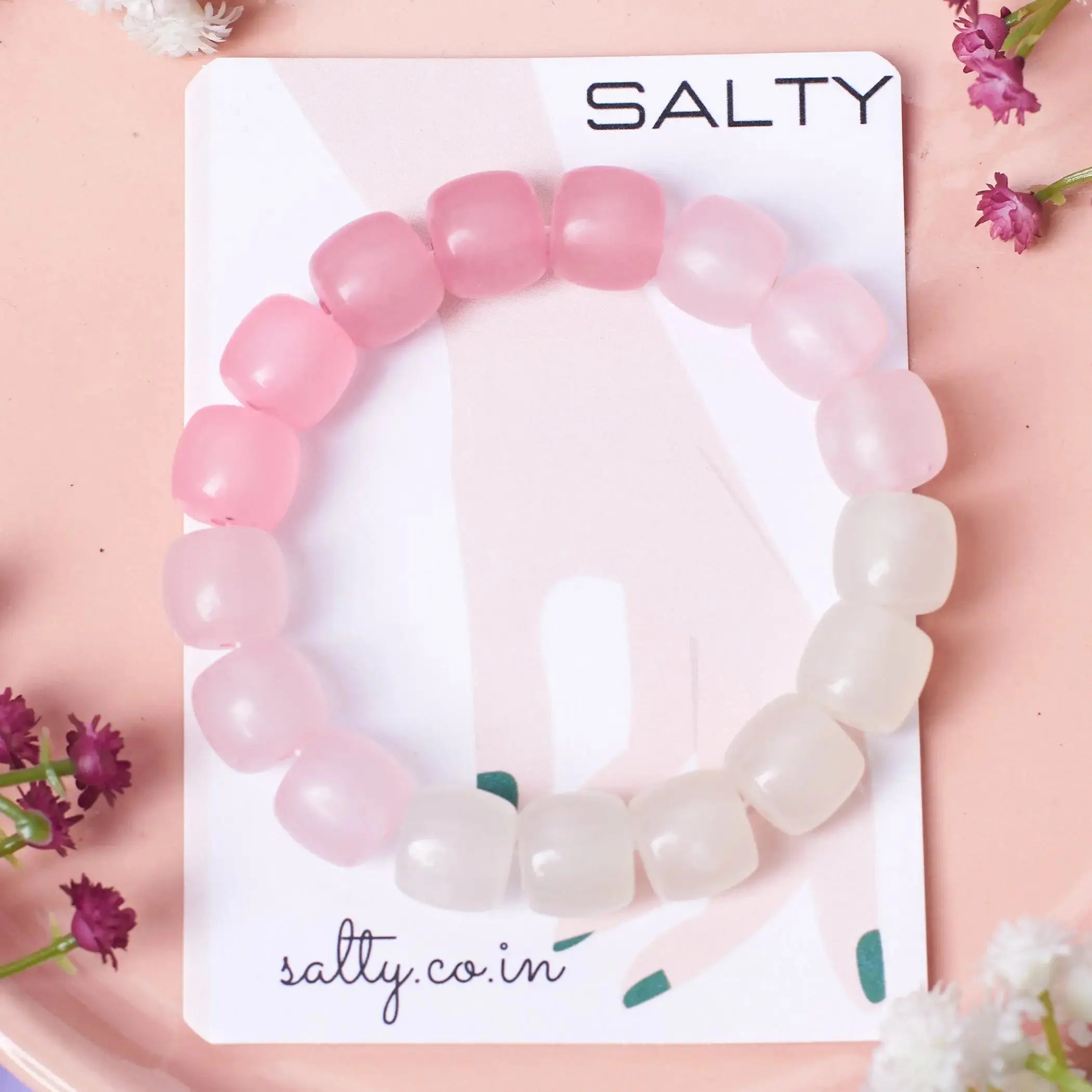 Salty Blushing Blossom Beaded Band