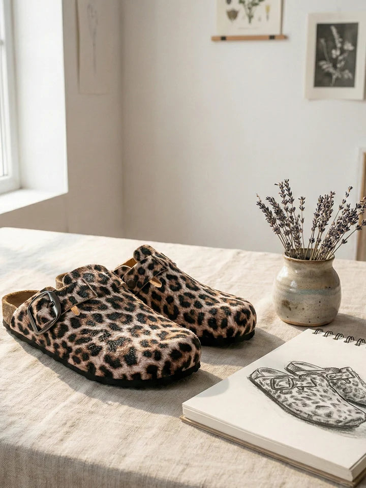 LYDC Brixton Leopard Print Clogs Sandals for Women - Leopard Print
