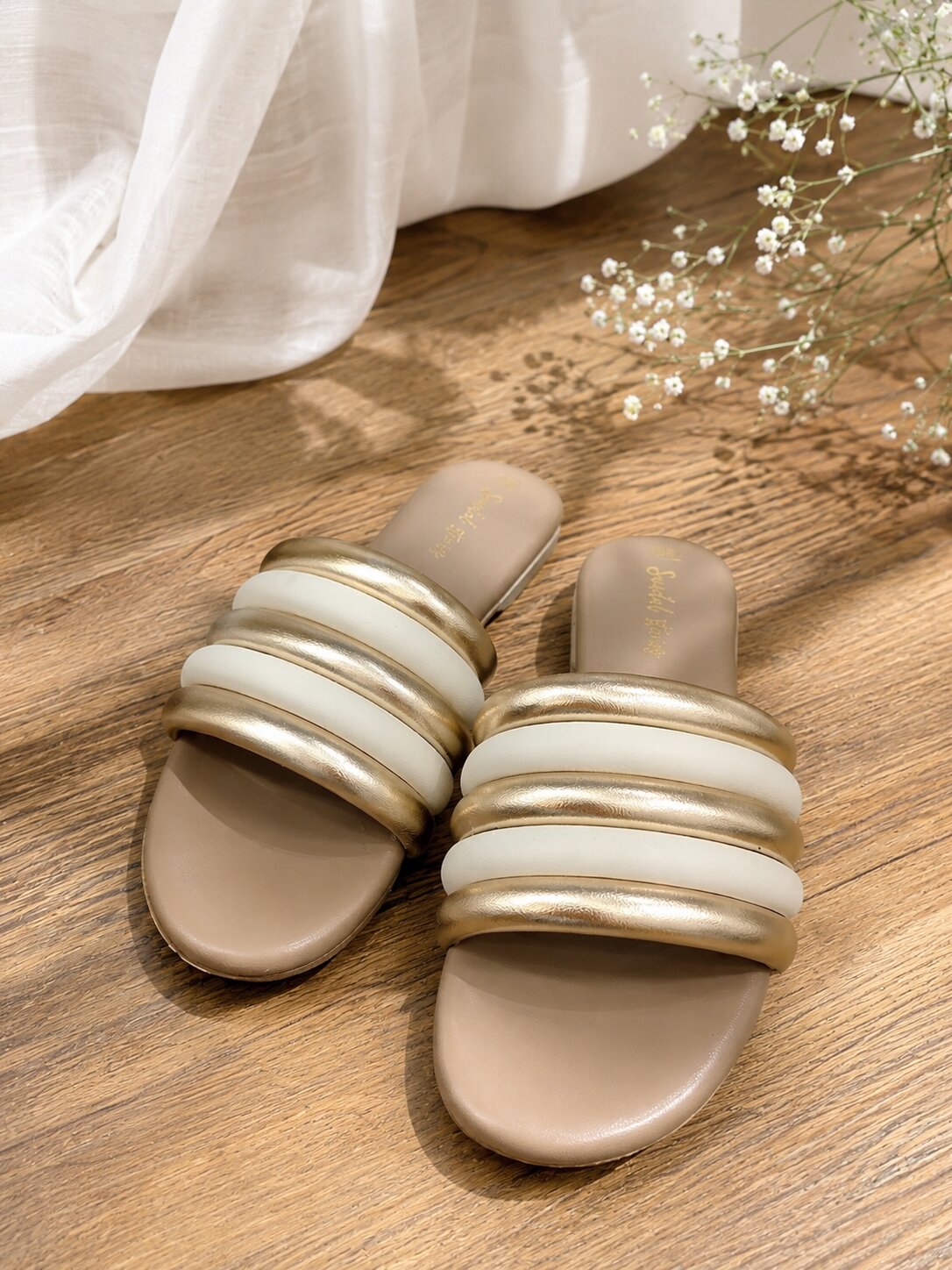 Sandal Stories Champagne Cloud Straps Flats