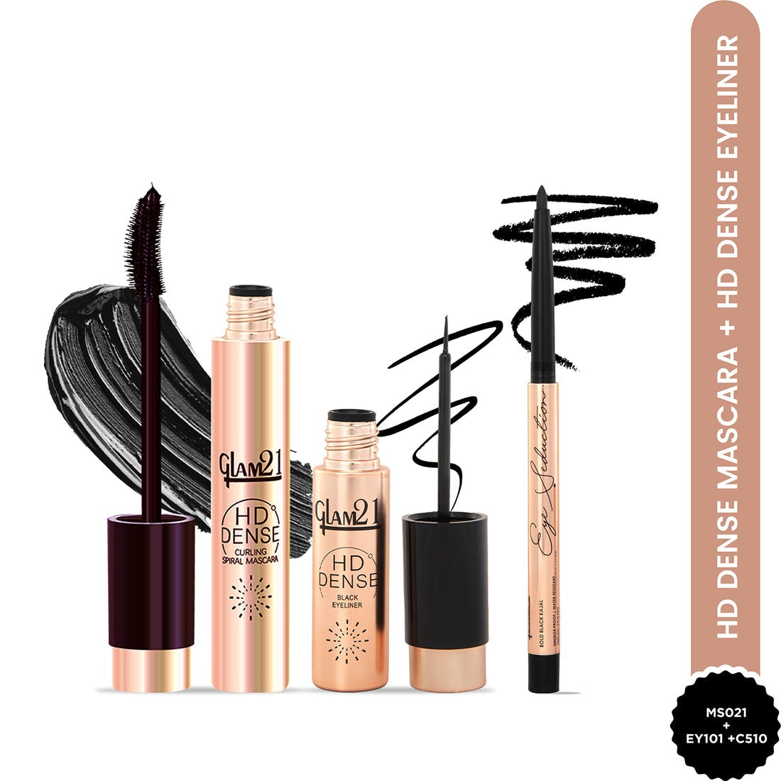 Glam21 Eye Makeup Trio (Mascara + Eyeliner + Kajal)